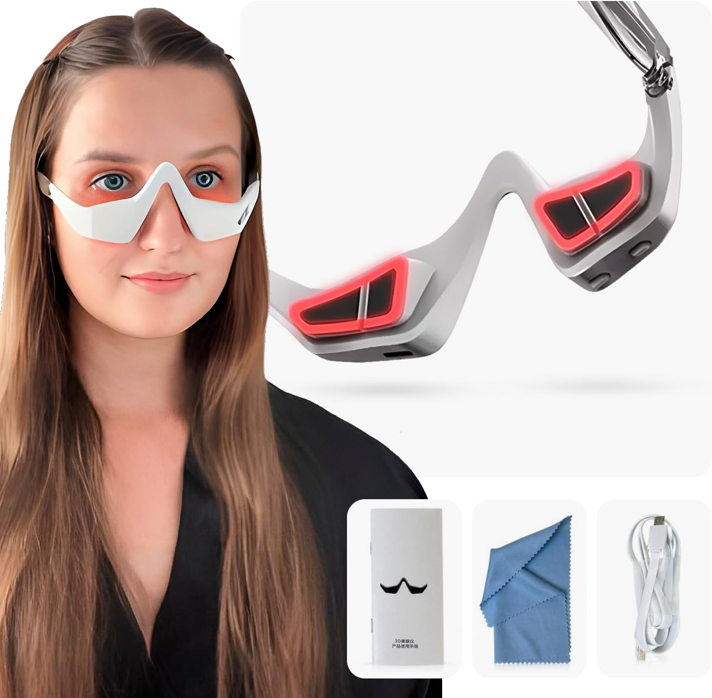 ENLIWISH Heated 3D Eyes Wrinkle Massager, 160g, Red - Image 1