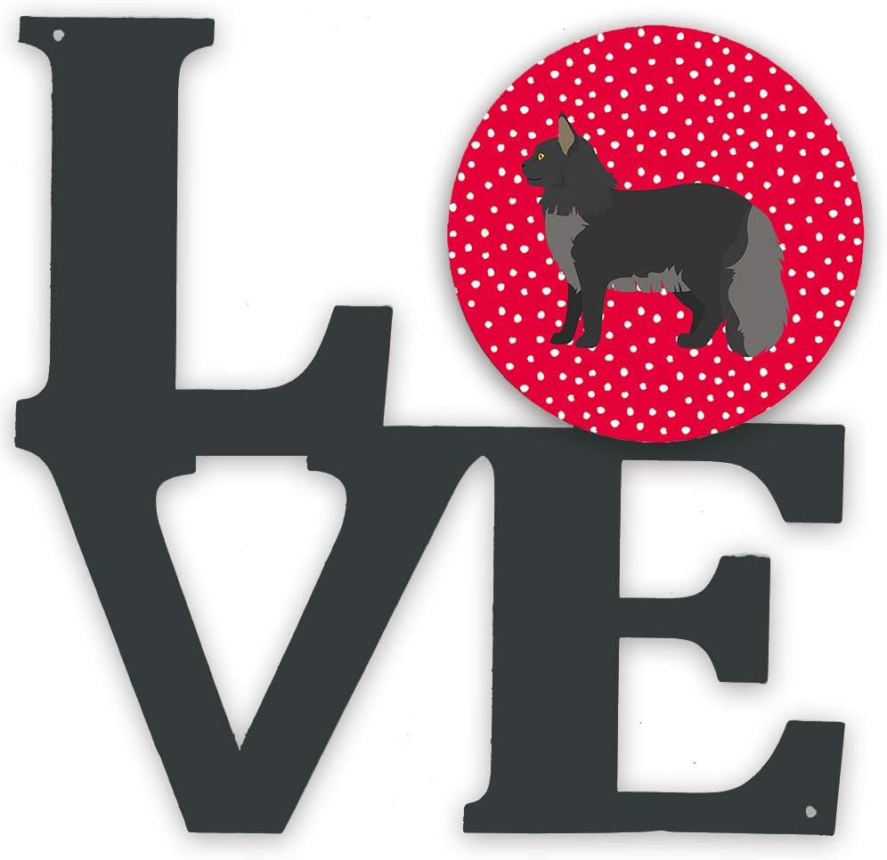 Caroline's Treasures CK5643WALV Maine Coon #2 Cat Love Metal Wall Artwork Love, Red Indoor Outdoor Art Decor Patio, Bathroom, Kitchen Colorful Aluminum and Black Steel Sculpture