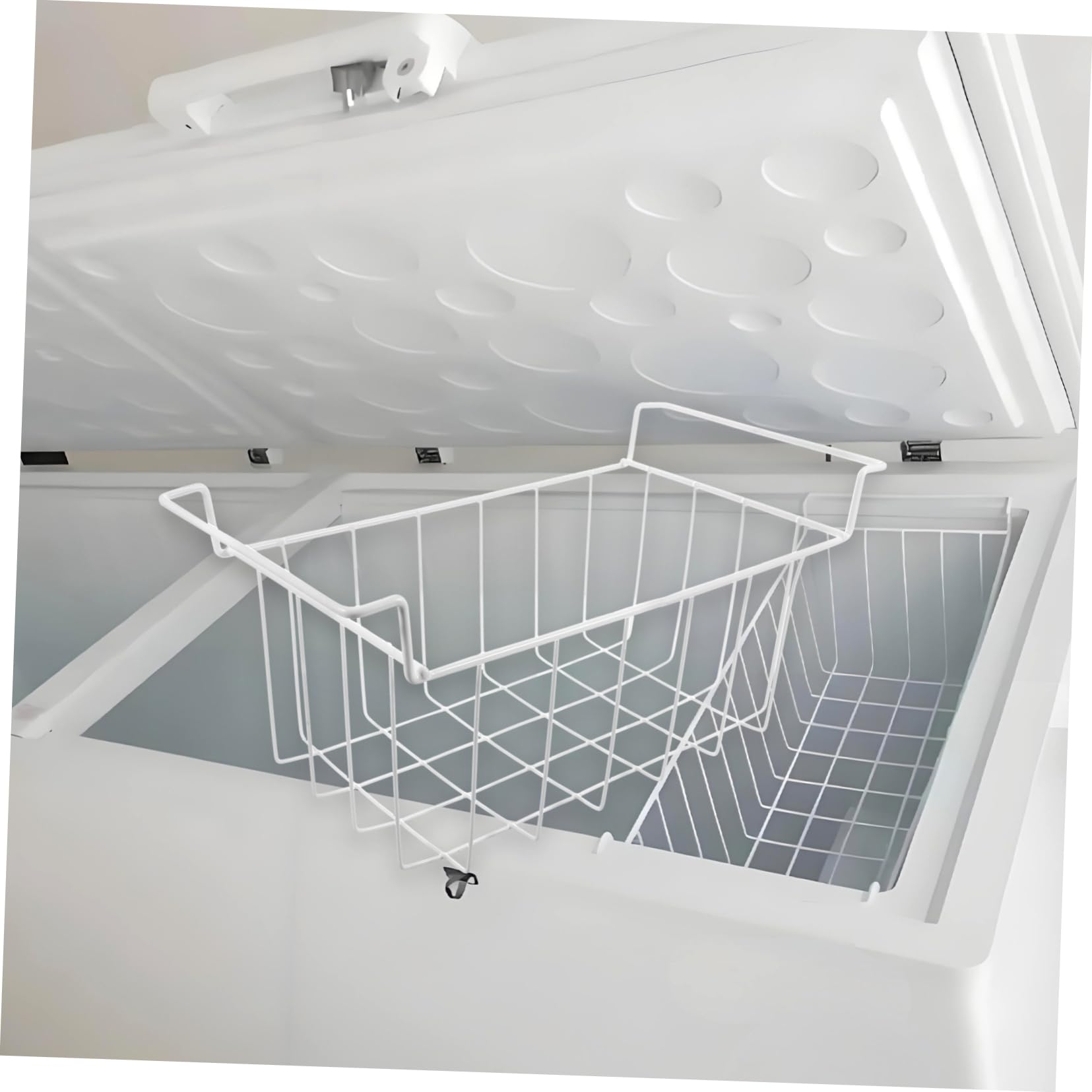 Cesta de alambre para congelador, estante de despensa apilable de metal para congelador y refrigerador