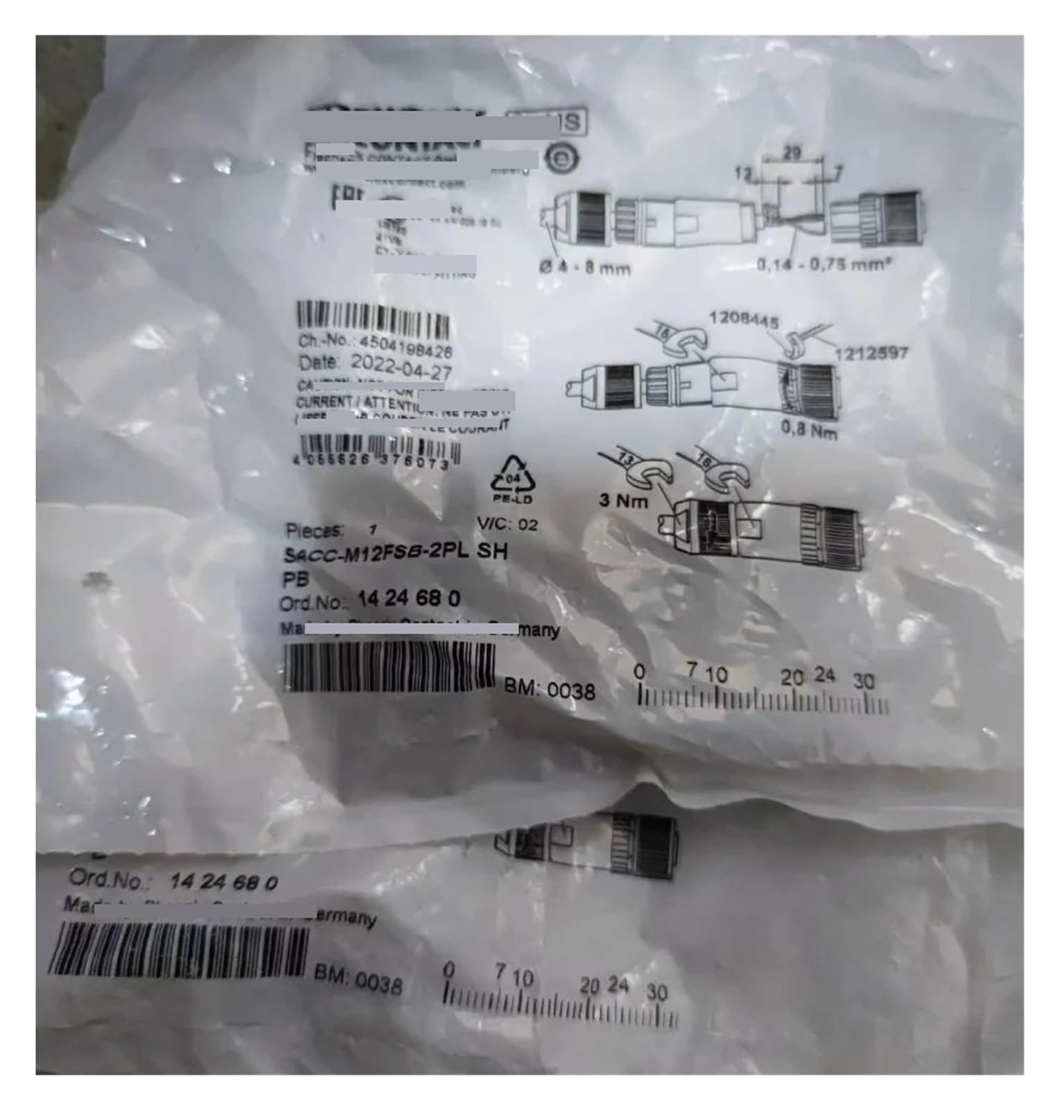 SACC-M12MSB-2PL SH PB 1424678 Conector de datos 1424680 SACC-M12FSB-2PL SH PB Push-lock(1424680)