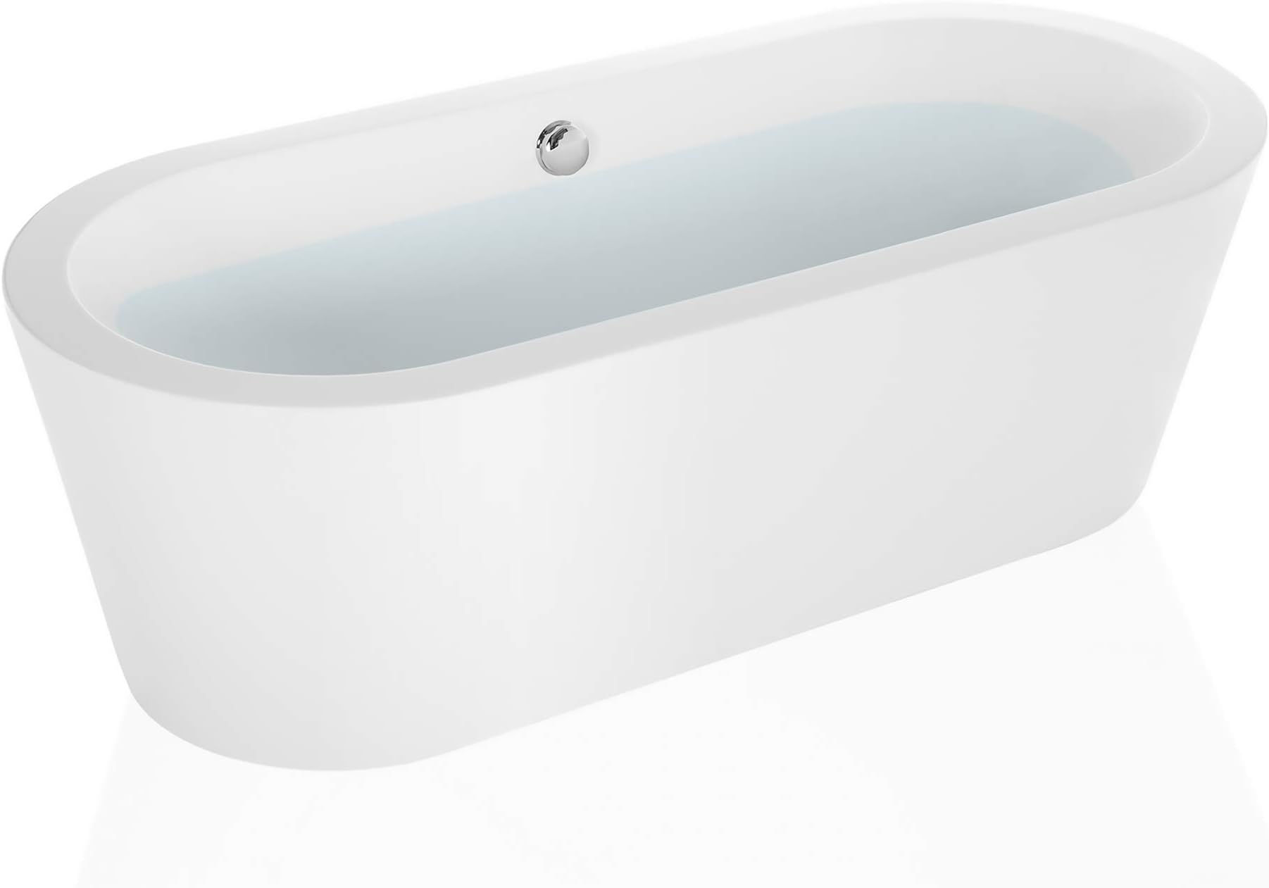 Empava BK5905 King 59" Stand Alone Acrylic Soaking SPA Hot Tub Modern Freestanding Bathtubs with Custom Contemporary Design, 59 Inch, White