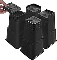 Vista 7 de shouwuhho Paquete de 4 elevadores de muebles ajustables de 1 pulgada, elevadores de cama apilables de altura de 1, 2 pulgadas para sofá, mesa