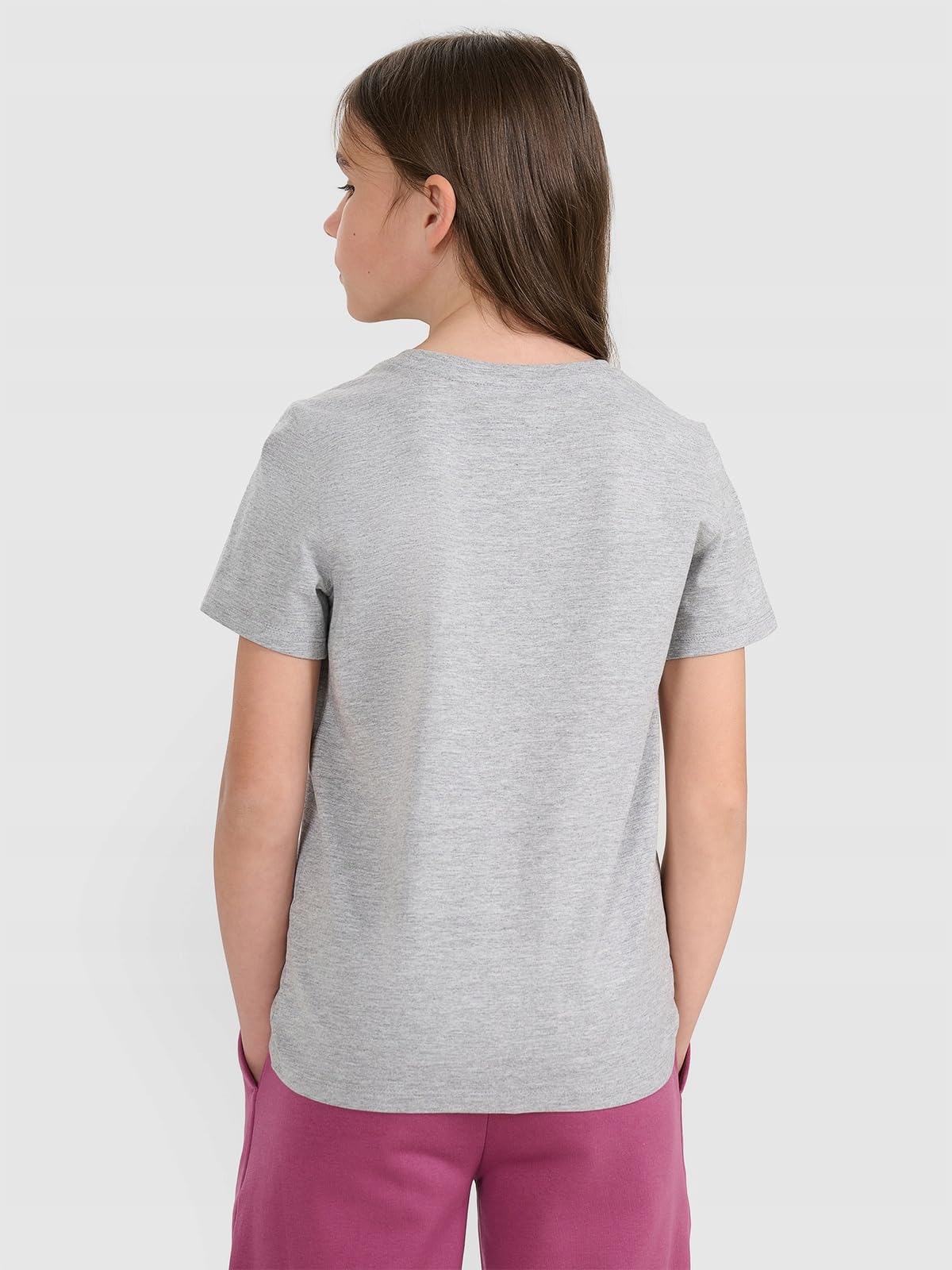 4F T-shirt regular gładki dziewczęcy