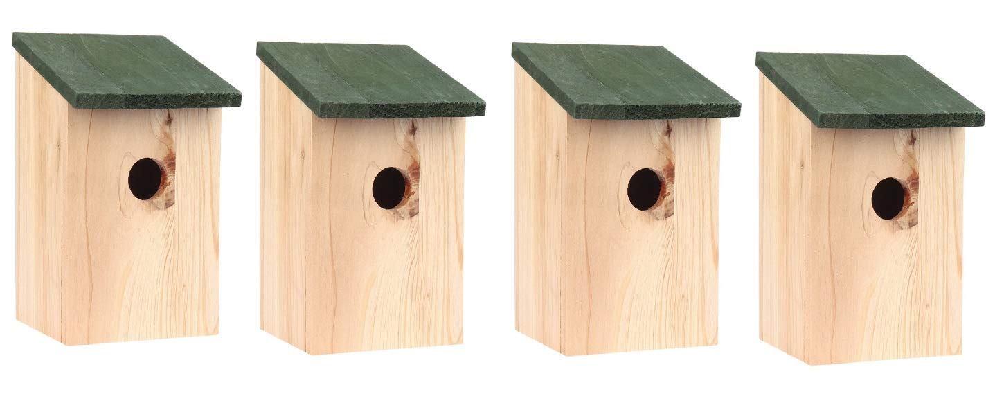 Livingshire Bird Nesting Boxes For Wild Birds Garden, Small Birds Loves These Wooden Nest Boxes, Bird Houses for Garden - 4 x Wooden Bird Nesting Boxes