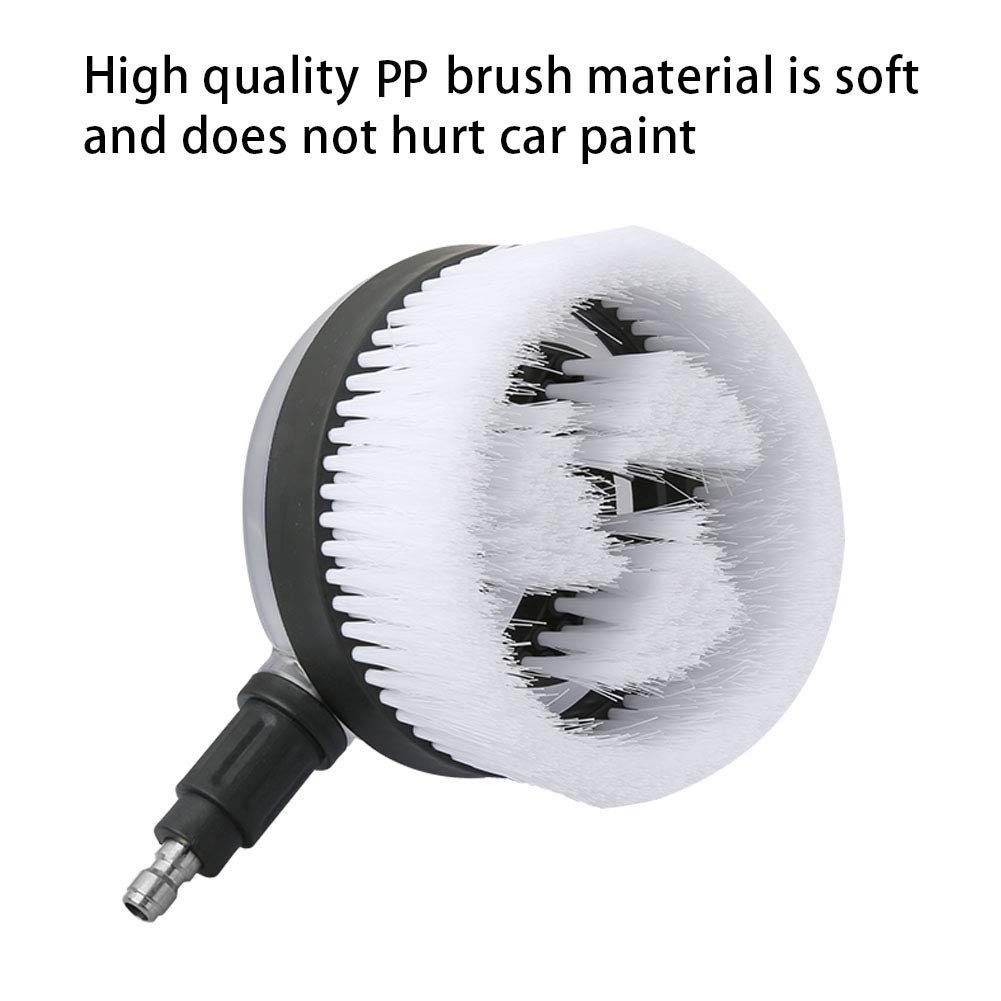 Sooprinse Kit de cepillo giratorio de lujo para lavado de coche, 1/4 de pulgada, conexión rápida, cepillo de lavado por inmersión para limpieza de superficies de coche, vidrio, suelo de madera,