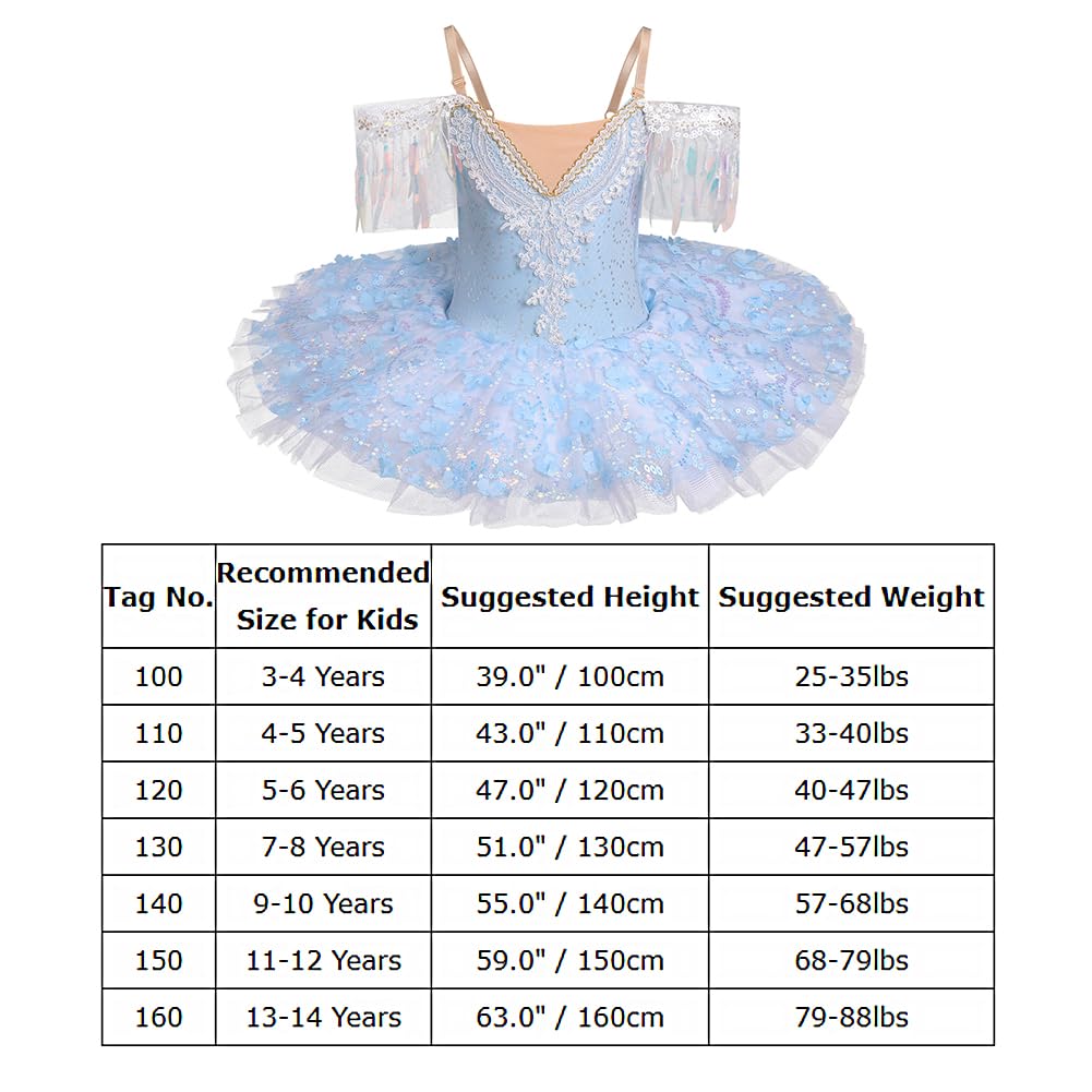 Vêtements de ballet filles 3-14 ans pour la danse : tulle à paillettes robe de ballet avec bretelles réglables - robe de danse pour enfants pour ballet, patinage artistique