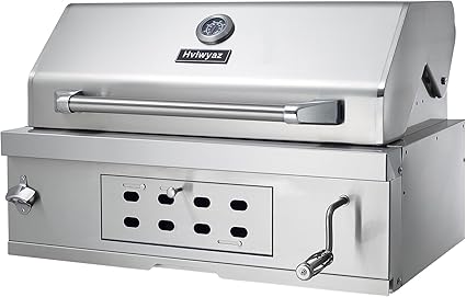 Large Built-In Charcoal BBQ Grill, Charcoal Grills with Liftable Tray,