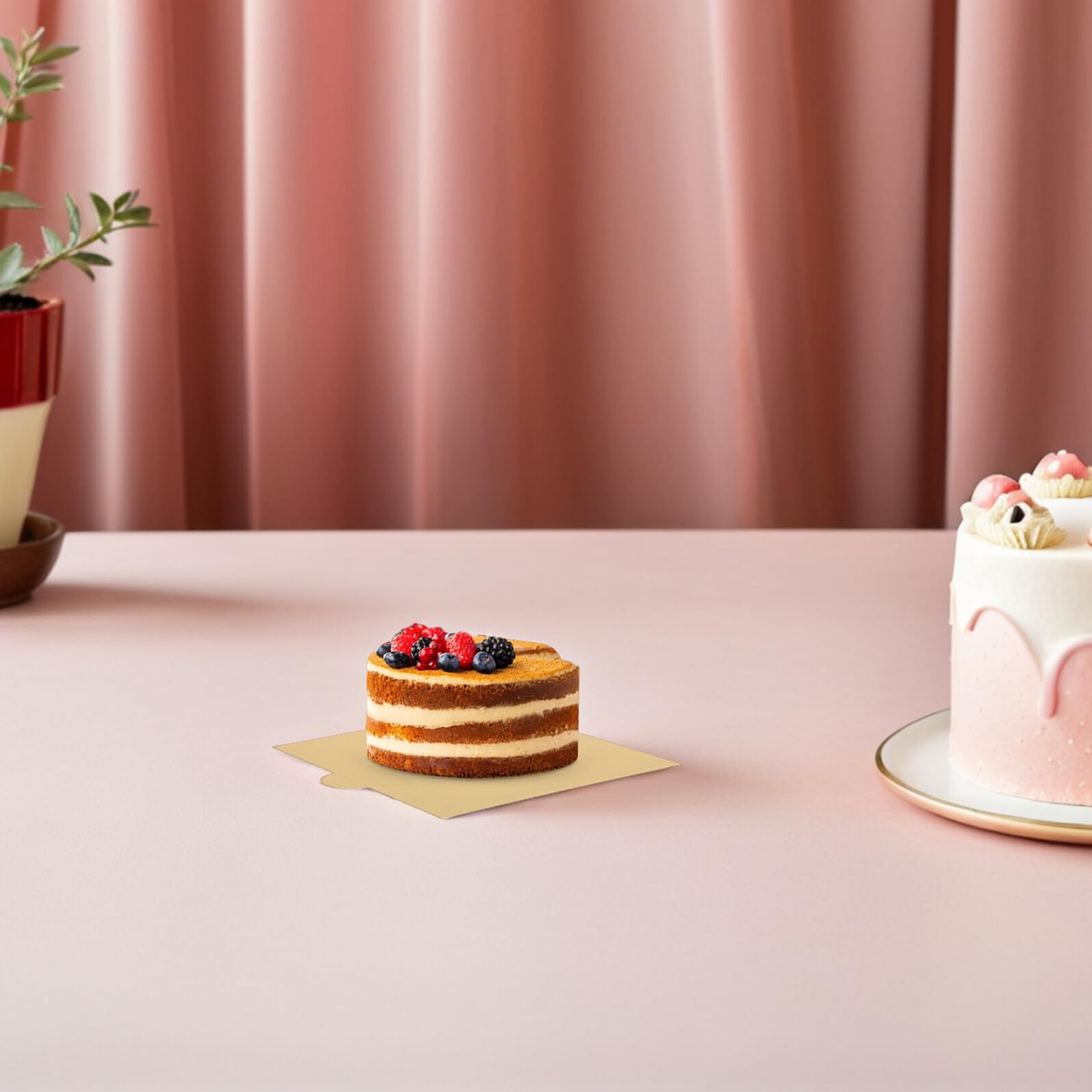 FRCOLOR 200pezzi Vassoio Quadrato per Mousse Base in Cartone da Espositore per Torte e Dessert Alzata per Servire Pasticceria Vassoio per Dessert Quadrato