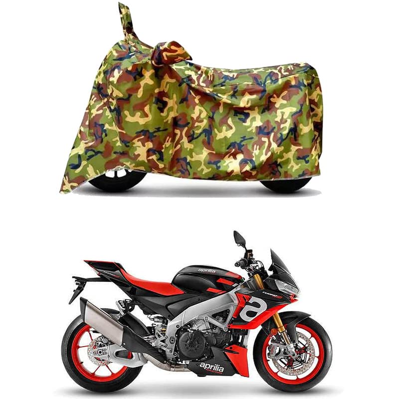 Image of Waterproof 100% PVC Coated Bike Scooty Two Wheeler Body Cover Compatible for Aprilia Tuono 660 STD /UV-Rays /Heat Protection /Birds Dropping /Scratchproof /Dust Proof [6X6 Jungle Print]