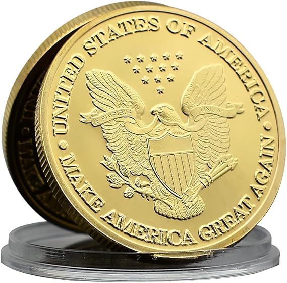 United States President Donald Trump Challenge Coin Make America Great Again Metal Medal with Plastic Case Art Craft
