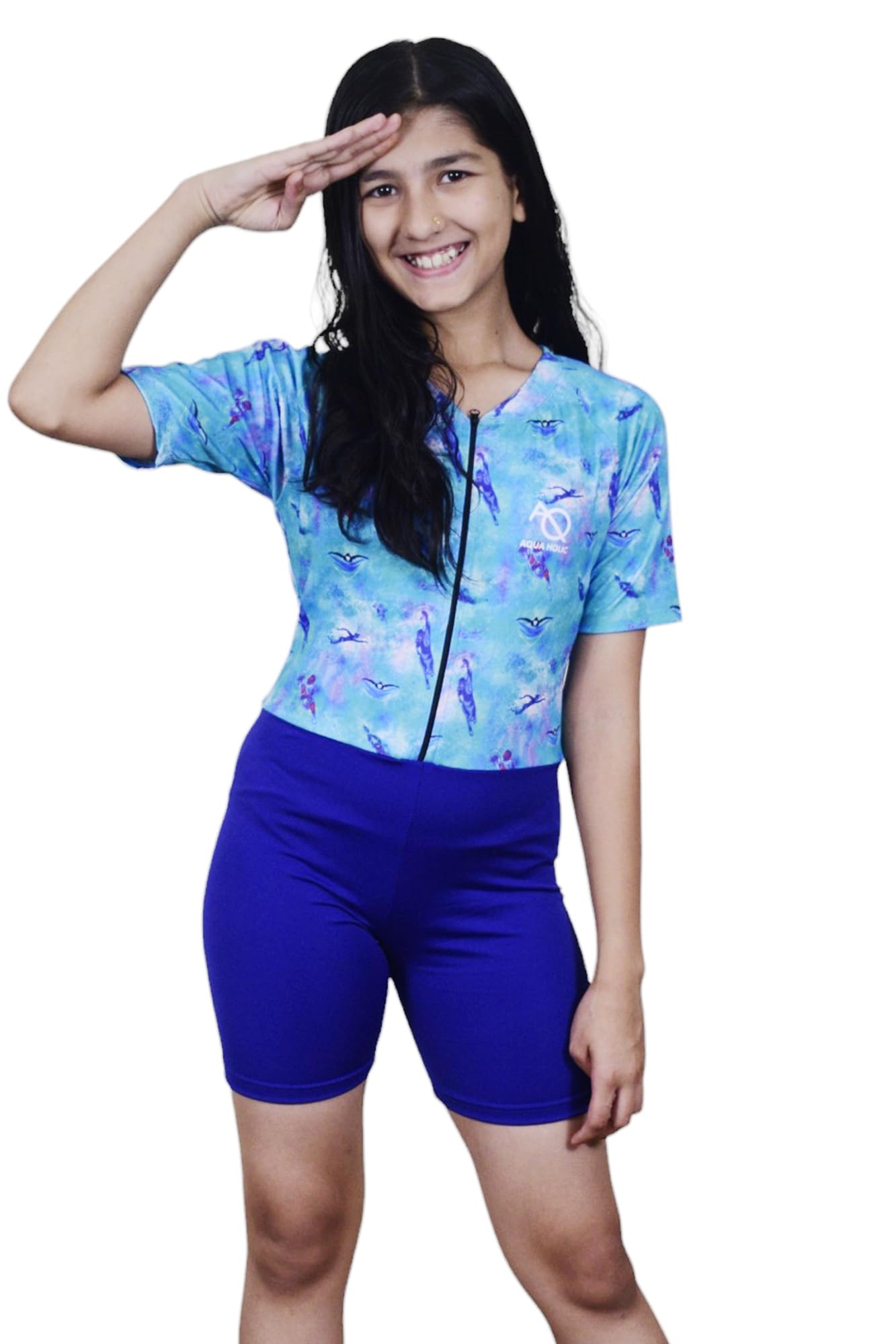 Aqua Holic Poly - Spandex Unisex Swim Wear and Skating Wear (26, Blue)-image-45