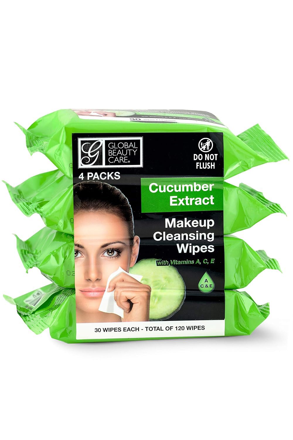 Global Beauty Care Makeup Cleansing Wipes 120 Count (4-Pack) (4PK CUCUMBER EXTRACT)