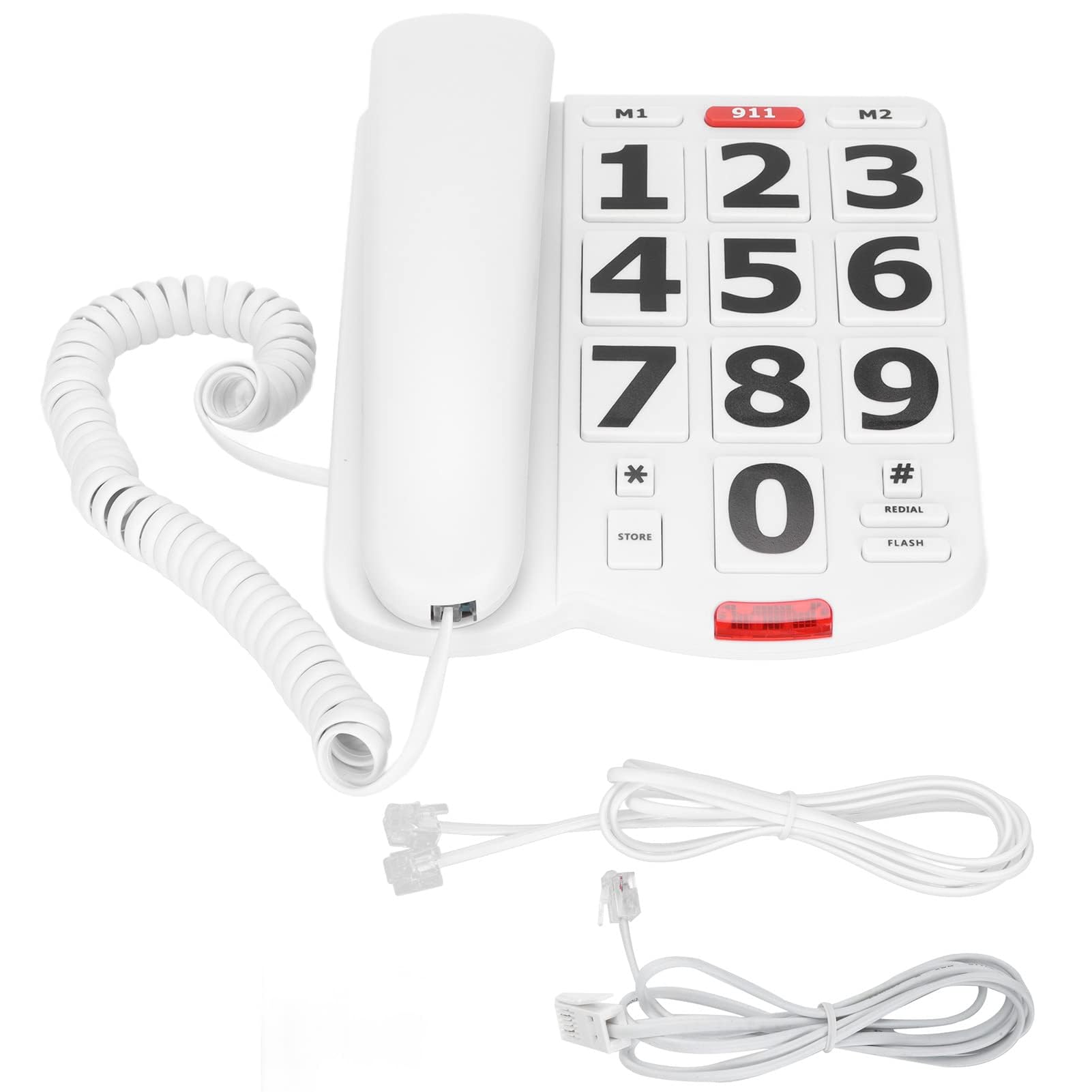 Teléfono De Botón Grande, Teléfono Fijo De Botón Grande Con Cable Para Personas Mayores, Teléfonos Amplificados Para Personas Mayores Con Discapacidad Auditiva, Teléfono Estándar Con Cable Con Tonos D