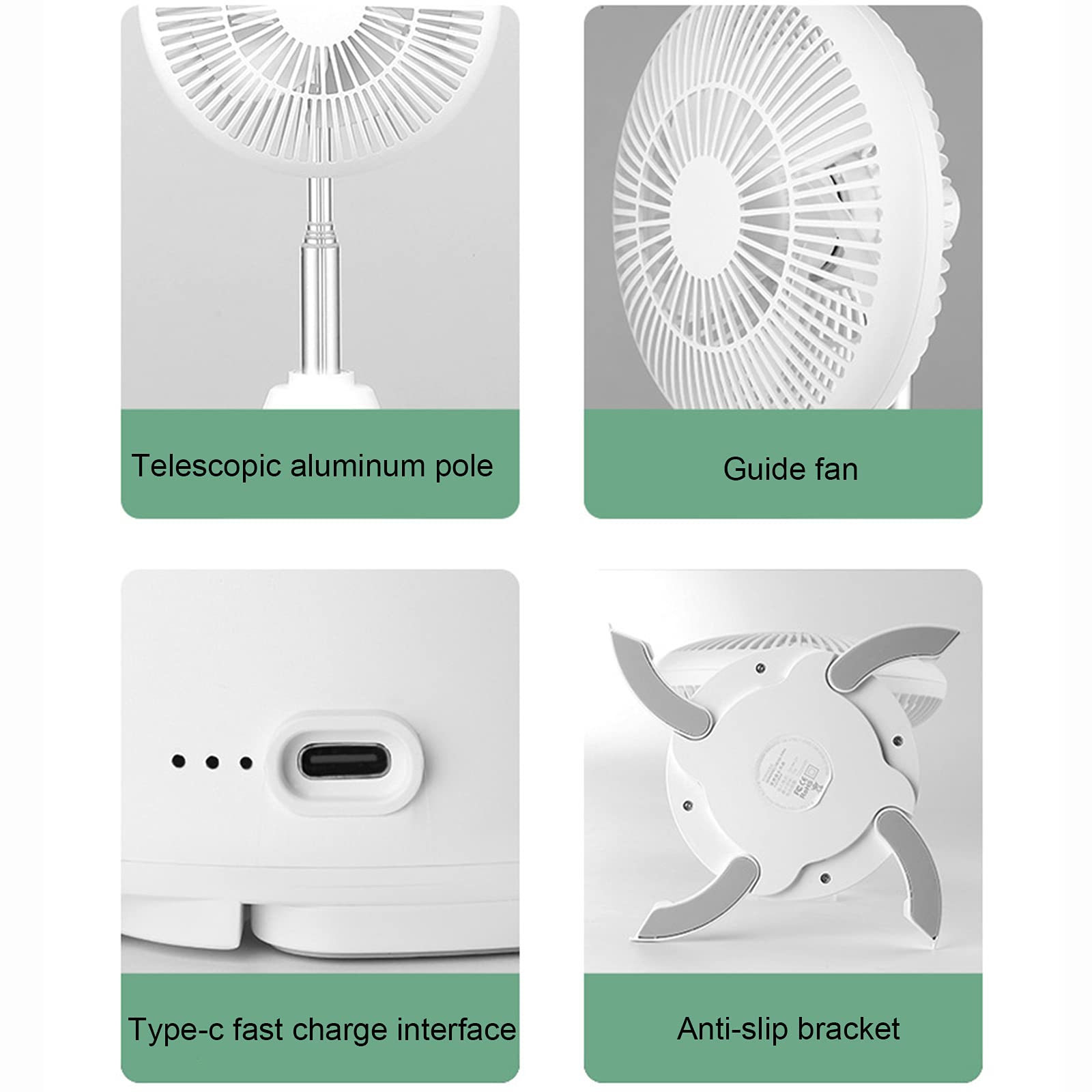 Ventilatore con piedistallo oscillante, Ventilatore a piedistallo a 3 velocità, ventilatore da tavolo USB regolabile in altezza, ventilatore di raffreddamento ultra silenzioso, per l'ufficio casa