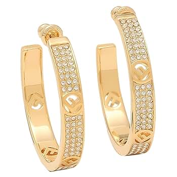 FENDI ゴールドフープイヤリング F Is Fendi Earrings Crystals Gold | Fendi