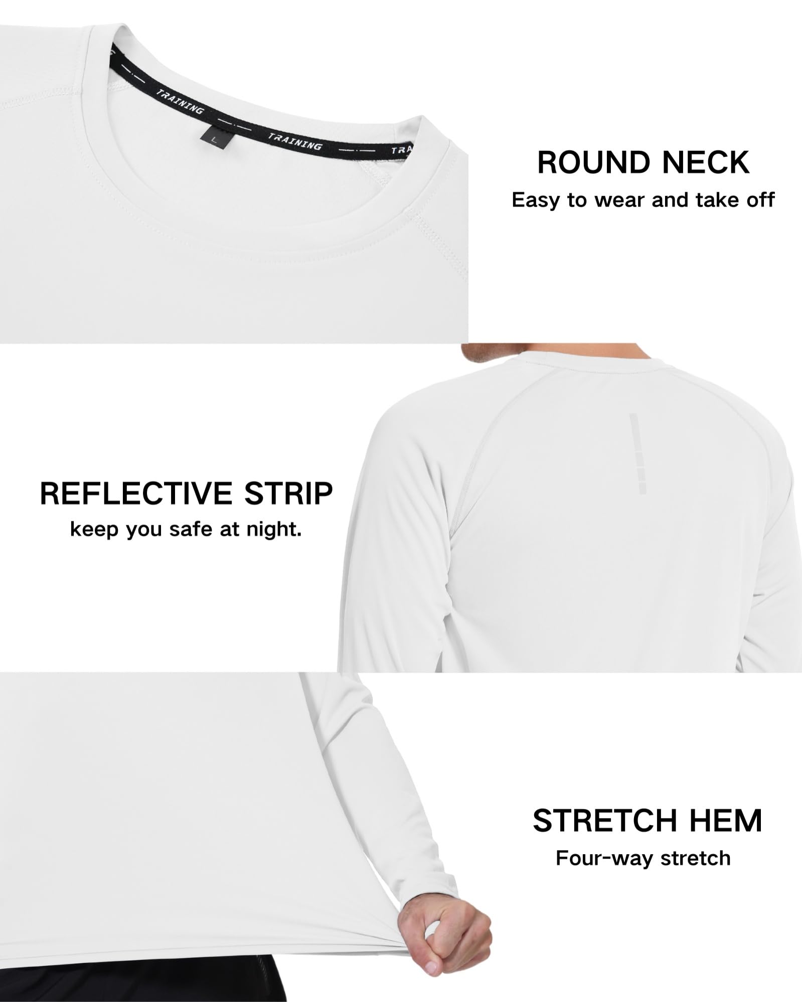 T-Shirts à Manches Longues Rashguard UPF 50+ Anti UV Homme T-Shirt de Sport Séchage Rapide Maillot de Bain Hauts T-Shirts de Pêche pour Hommes - 4