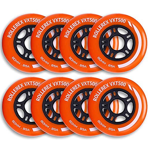 Rollerex VXT500 Inline Skate Wheels (8-Pack) (Various Size & Color Options Available) (Sunrise Orange, 72mm) -Indoor Outdoor- Intended for Roller Blade Wheel Replacement Rollerex VXT500 Inline Skate Wheels (8-Pack) (Various Size & Color Options Available) (Sunrise Orange, 72mm) -Indoor Outdoor- Intended for Roller Blade Wheel Replacement