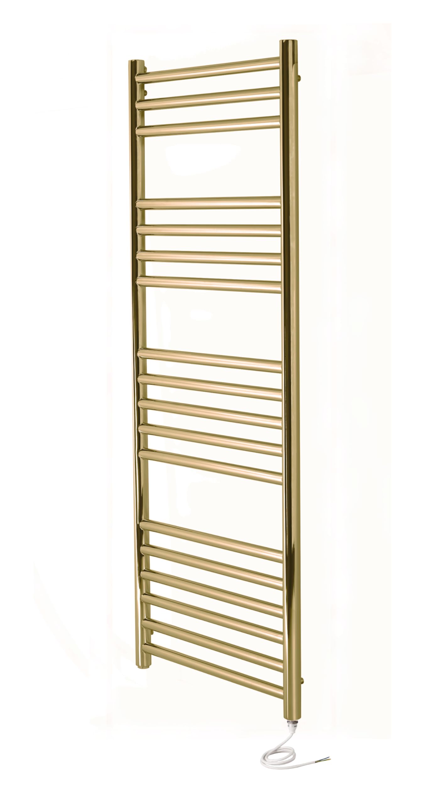 Manissa Brushed Brass Boston Electric Heated Towel Rail 400Mm W X 1200Mm H Bathroom Towel Radiator