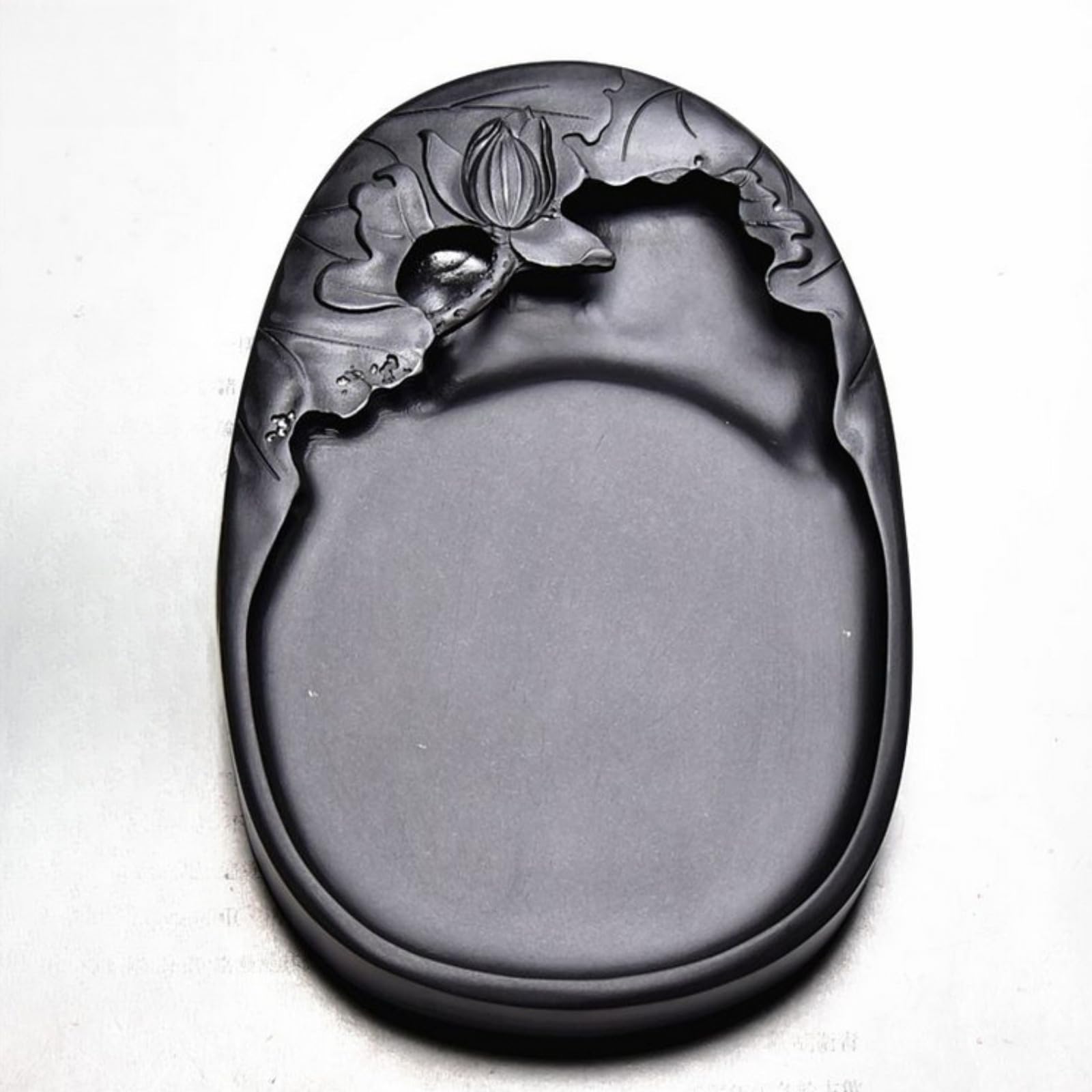 Pierre à encre lotus de style chinois, 15 cm, fournitures d'écriture pour pratique de calligraphie