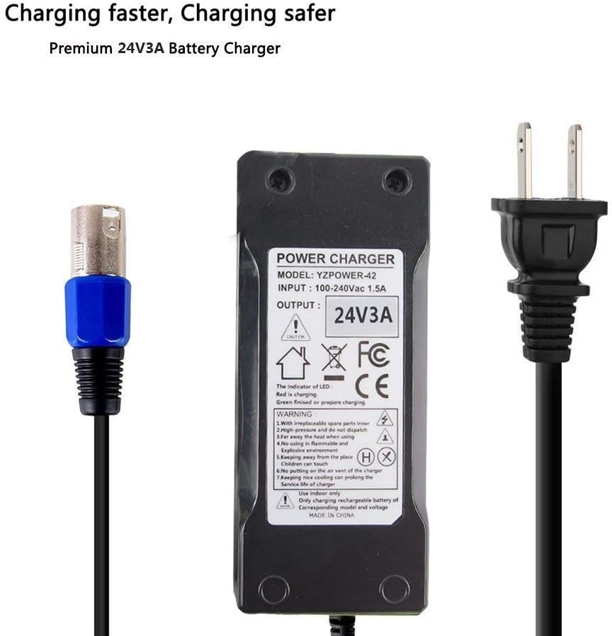 Abakoo 24V 3A Charger, Battery Adapter, Mongoose, Jazzy, GT, eZip, Go-Go Elite Traveller, Shoprider, Jazzy Select 6 Ultra : Sports & Outdoors