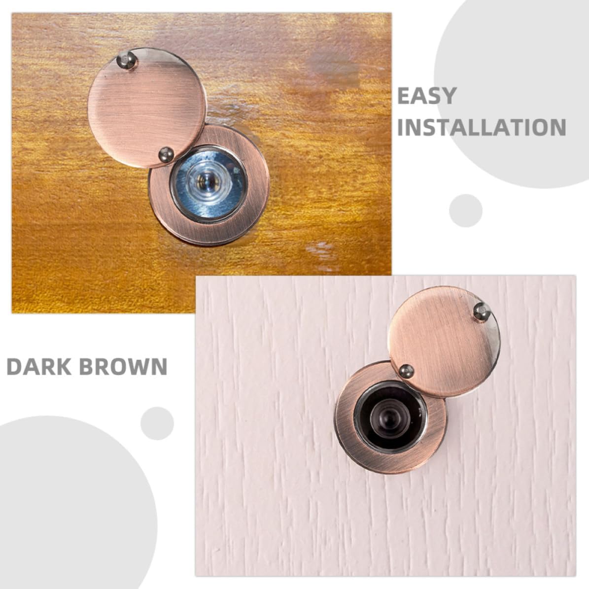 Generic Peephole Cover Plate Privacy Security Round Door Viewer Copper 2pcs Door Peep Hole Back Cover with Comprehensive Protection, Versatile Use for Home and Office