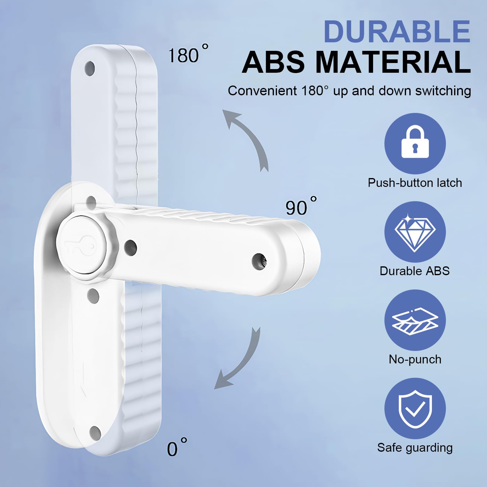 Verrou de Levier de Porte à L'Épreuve des Enfants Petproof, Serrure de Poignée de Sécurité pour Bébé, Sans Outils ni Perçage, Blanc