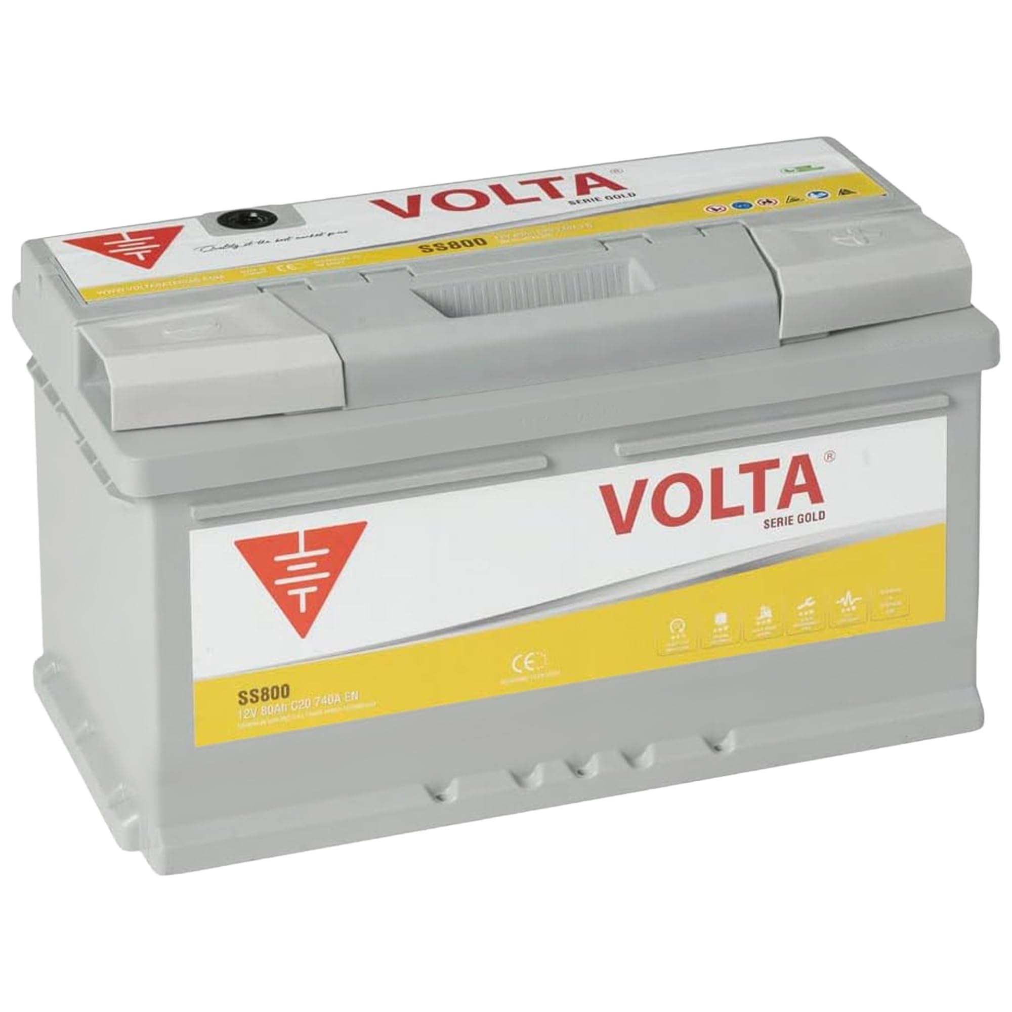 Bateria de Coche Gold 80Ah 740A Volta SS800D - Start Stop - Borne +Dcha - Medidas Largo 315 x Ancho 175 x Alto 175 mm con 2 años de Garantía - Fabricación Europea.