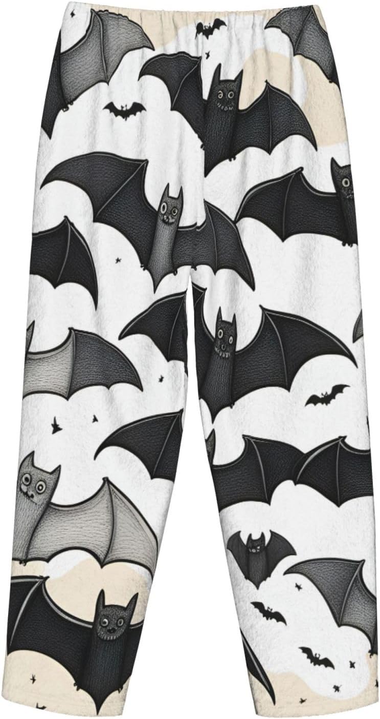 Halloween Flying Bats Print Women'S Flannel Pajama Pants,Soft Warm Pajama Bottoms,Perfect For Holiday Lounging
