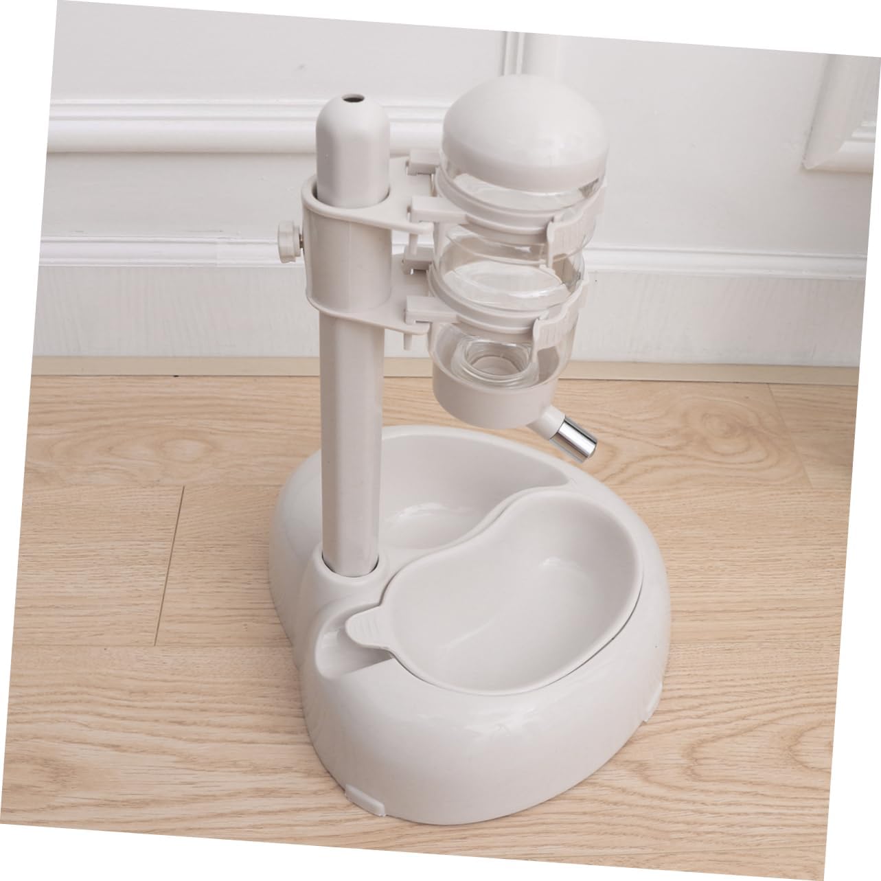 Plastic Pet Drinking Fountain Automatic Feeder for Dogs and Cats Non Slip Design with Height No Suckers White for Home Use and Outdoor Travel