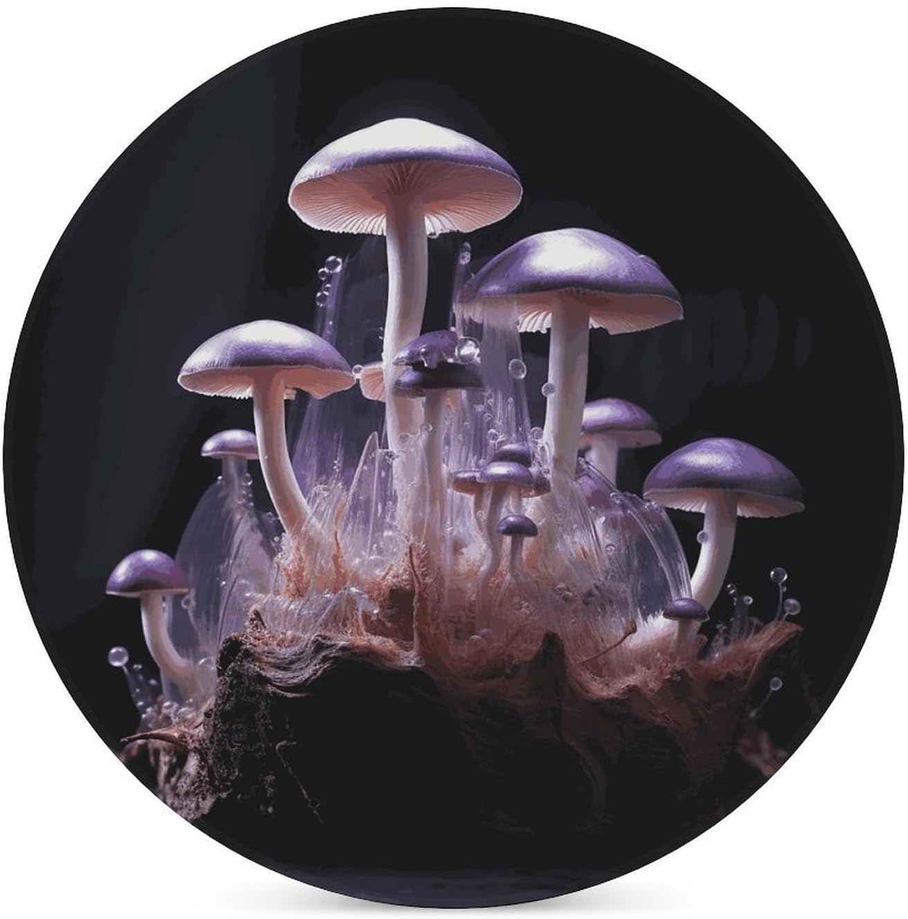 Purple Mushroom Coasters Round Coasters Set Ceramic Stone Coaster with Cork Base Coffee Cup Beverage Cup Mat Cute Funny Table Drinks Coaster for Mugs and Cups Office Kitchen