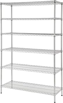 18" Deep x 42" Wide x 74" High 6 Tier Chrome Wire Shelving Kit | NSF Commercial Storage Rack Unit