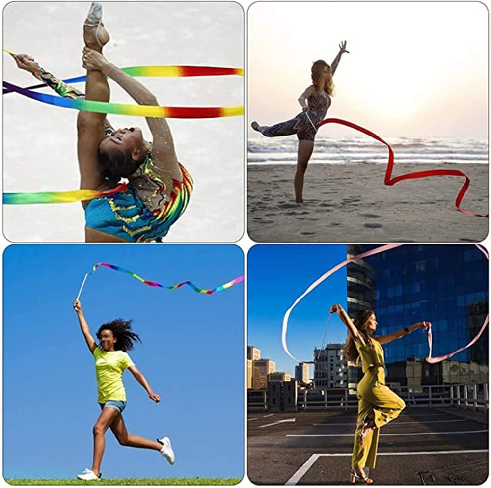 Nastro per Ginnastica Ritmica, 4 Pezzi Nastri di Ballo 2 Meter Danza Nastri, Danza Nastri per Ginnastica Ritmica Nastro Ritmica per Bambini Dancing Artistico Baton Twirling