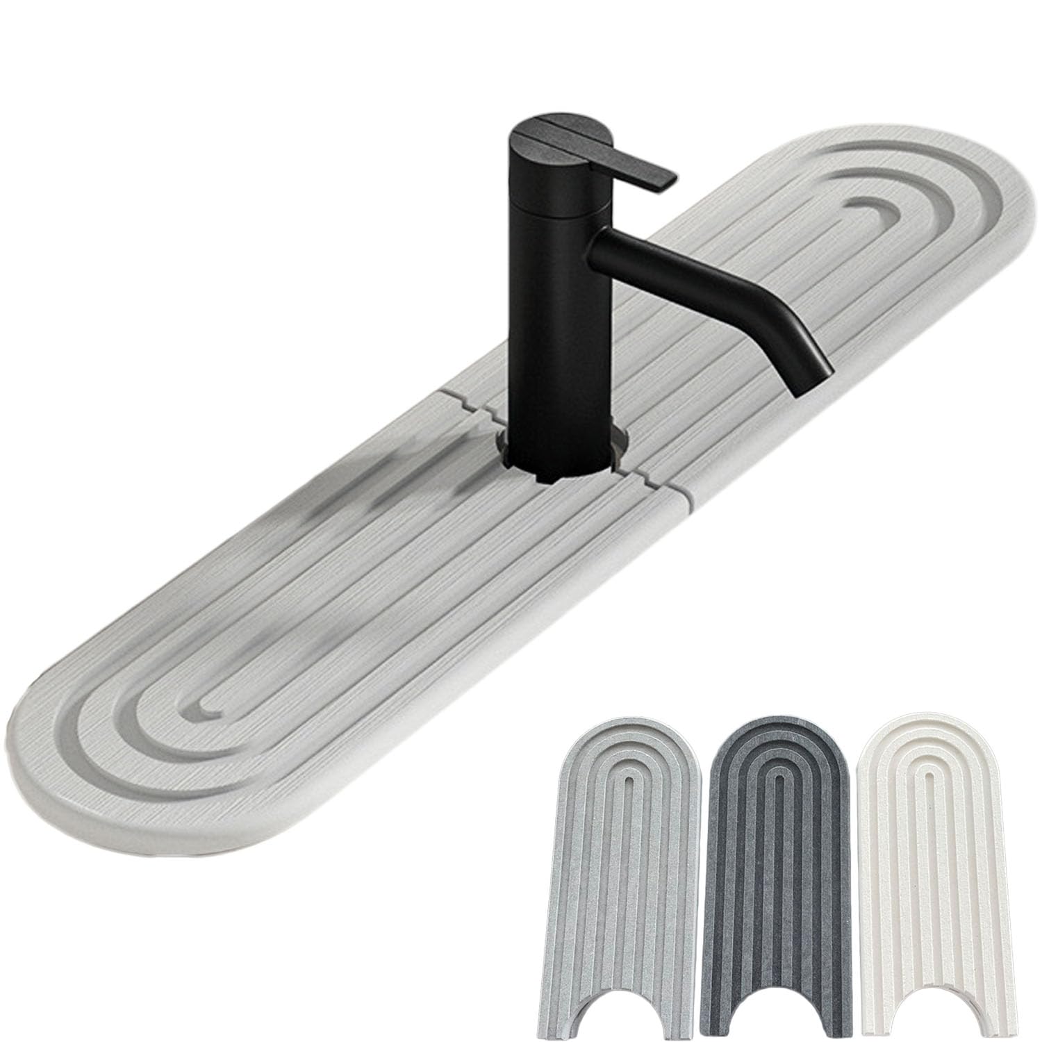 JYEVERC Instant Drying Stone for Tap, (24'' x 4'') Stone Drying Mat for Kitchen Sink, Instant Dry Sink Organizer, Countertop Fast Drying Rack, for Sponge Soap Dispense Home Decor, Super Absorbent
