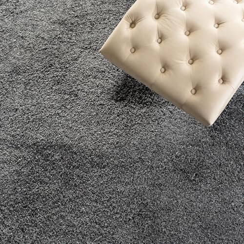 Image of VASAC Carpet for Hallway, Kitchen, and Modern InteriorsCarpetCozy Shag Runner for Living Room, Bedroom & Office Decor ETC Size 1.5x3 feet, Patten-Solid Dark Grey