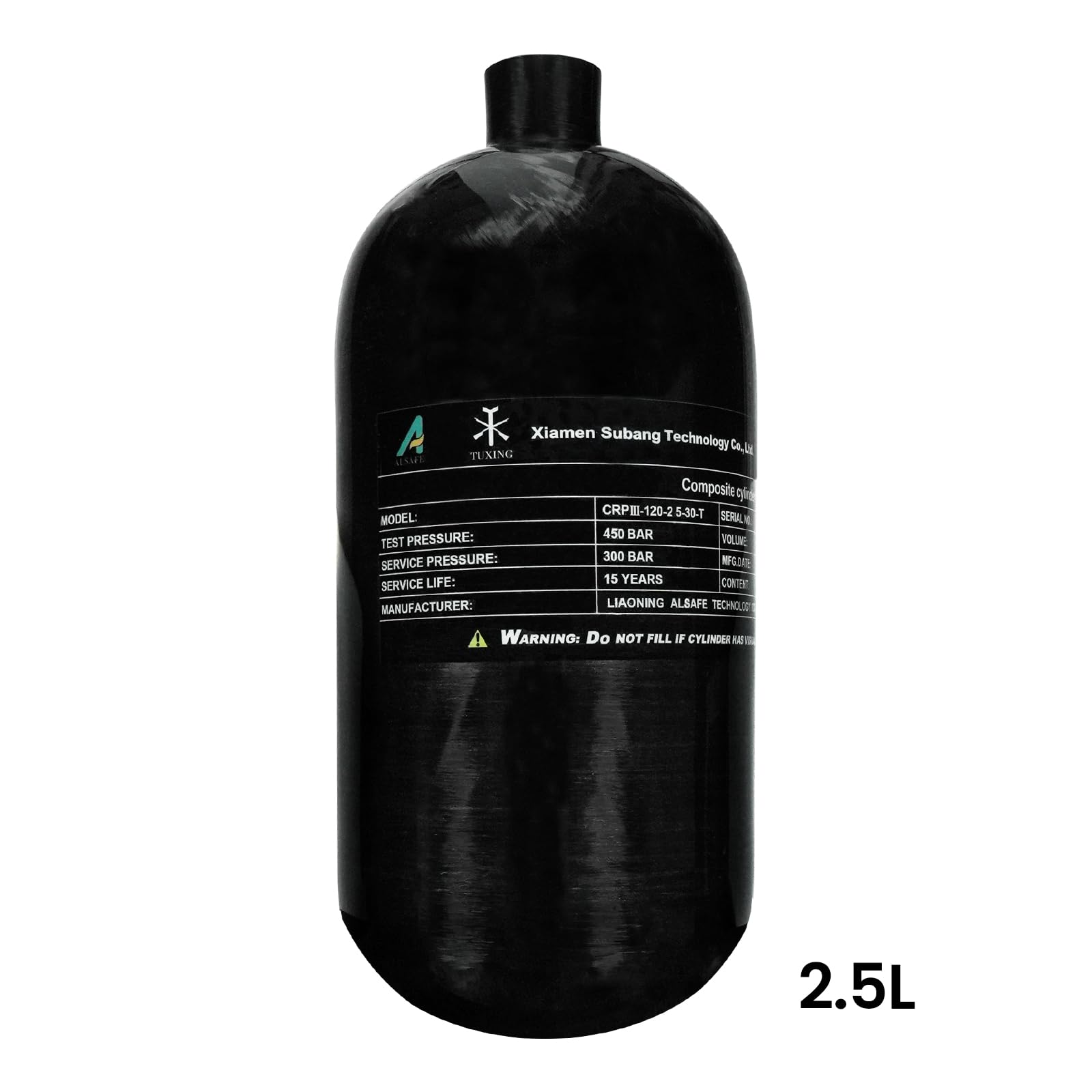 TUXING 2,5 l Kohlefaser Paintball HPA Lufttank, 4500 psi PCP Air System