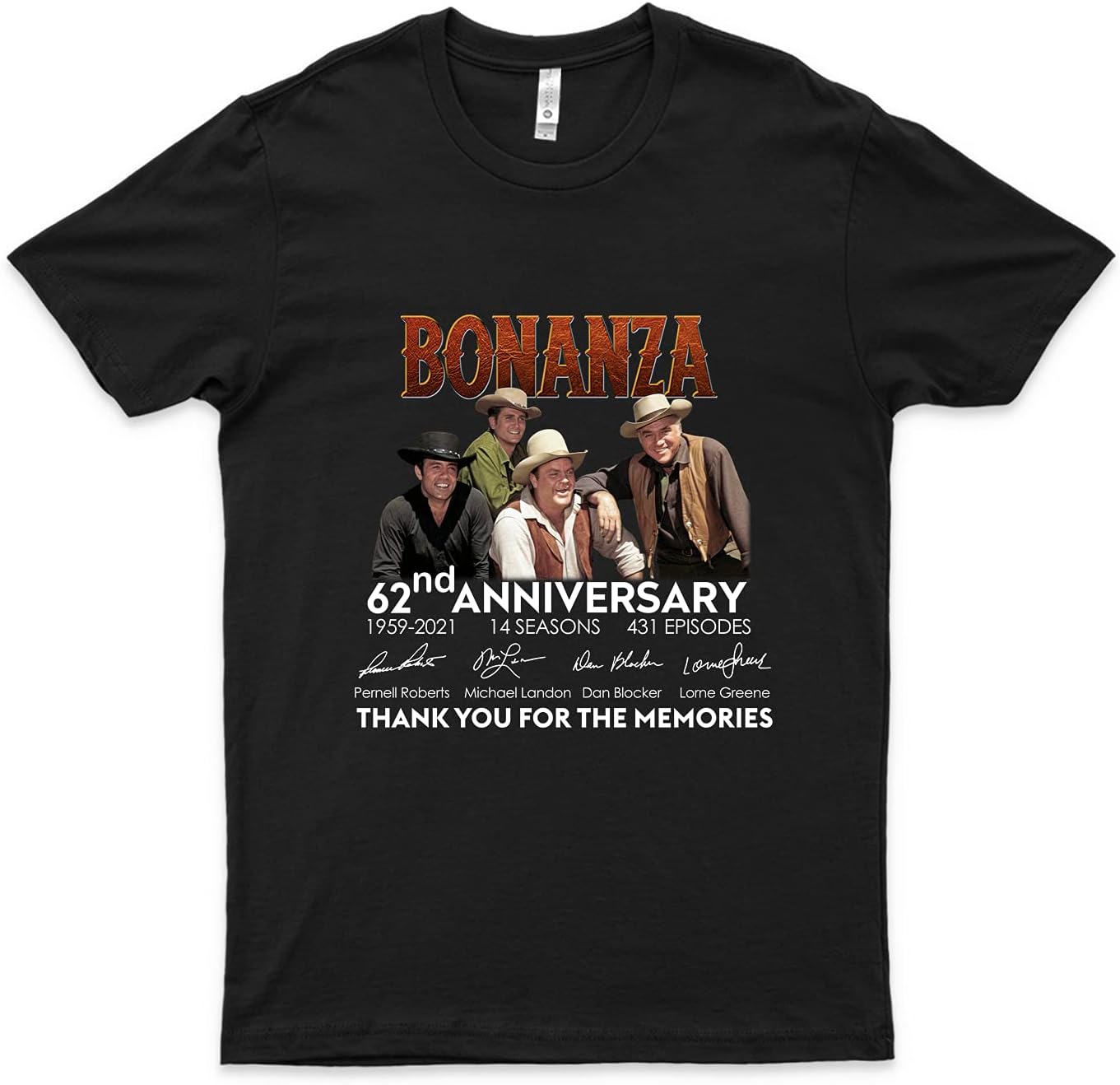 Bonanza 62Nd Anniversary 1959 2021 Little Joe Eric Hoss Cartwright Ben Cartwright Gift Graphic T-Shirt 7006