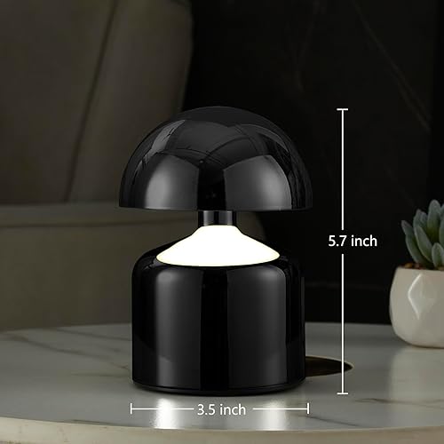 Miniatura 6 de Moderna lámpara de mesa pequeña inalámbrica con forma de hongo, lámparas LED táctiles, lámpara de mesita de noche regulable de 3 vías, mini luz