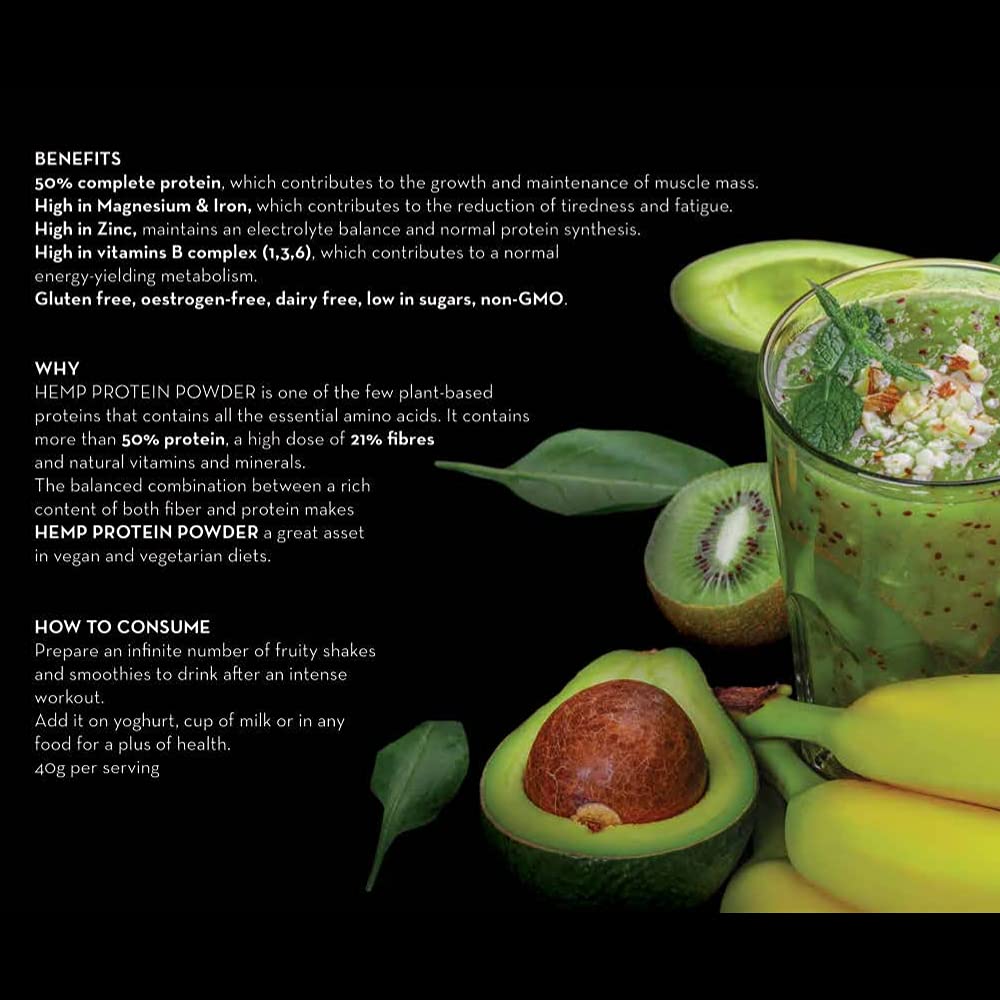 Natürliches Hanfproteinpulver von Canah 1 kg - mit hohem Gehalt an Omega-3 Protein, Aminosäuren, Mineralien, Magnesium-Phosphor-Eisen und Zink, veganische Supernahrungsmittel kalt verarbeitet