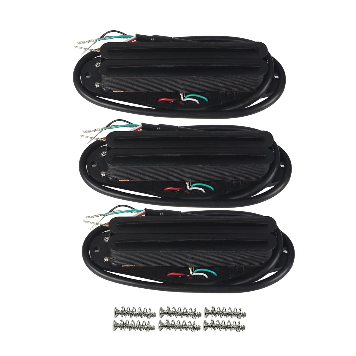 FLEOR Ceramic Hot Rail Single Coil Size Humbucker Pickups Set Neck/Middle/Bridge Pickup for ST Style Electric Guitar, Full Black