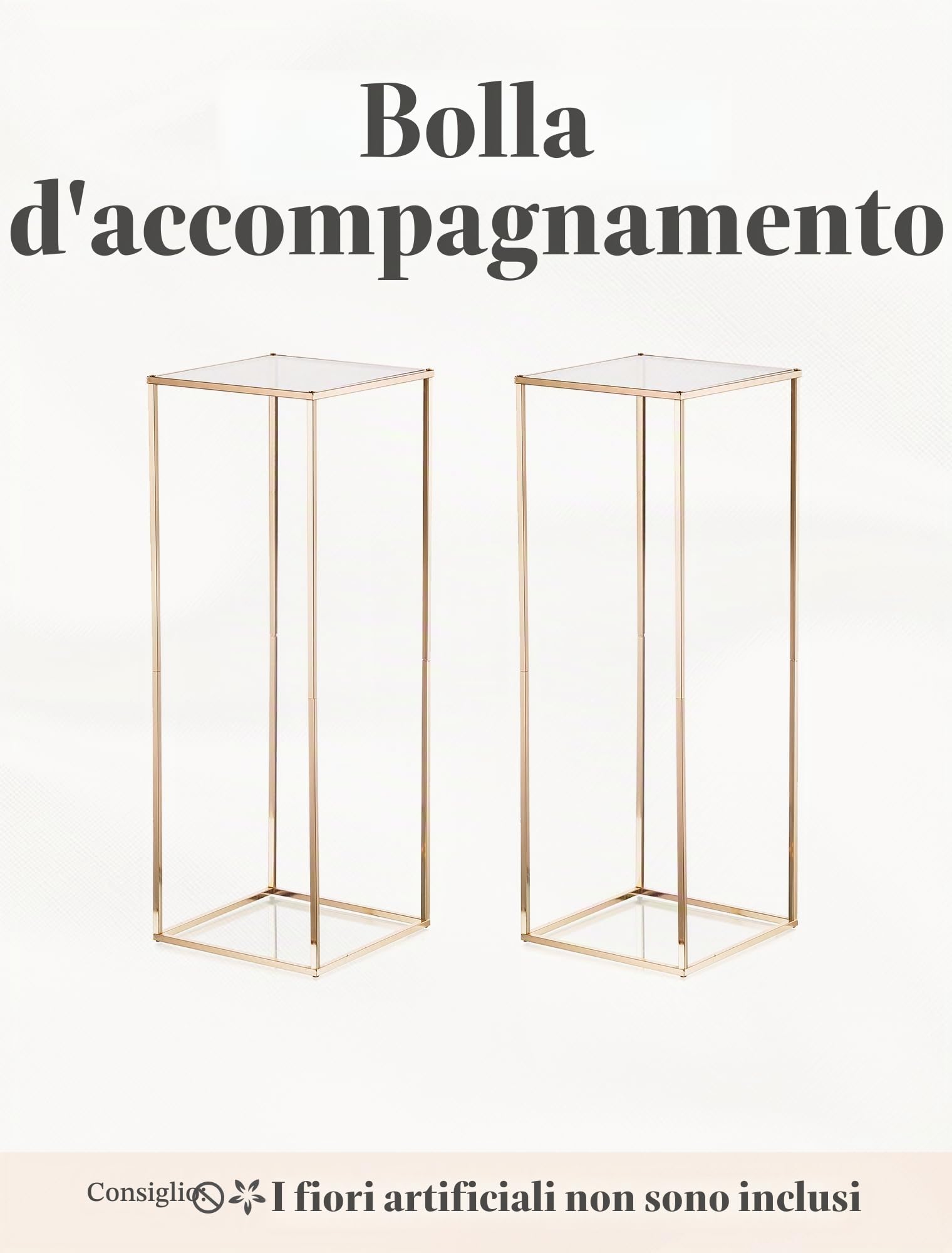Portafiori Oro per Matrimoni con Pannello in Acrilico, 80cm, 2 Pcs | Colonna Geometrica in Metallo, Vaso Alto per Compleanni, Composizioni Floreali, Feste & Decorazioni per il Soggiorno