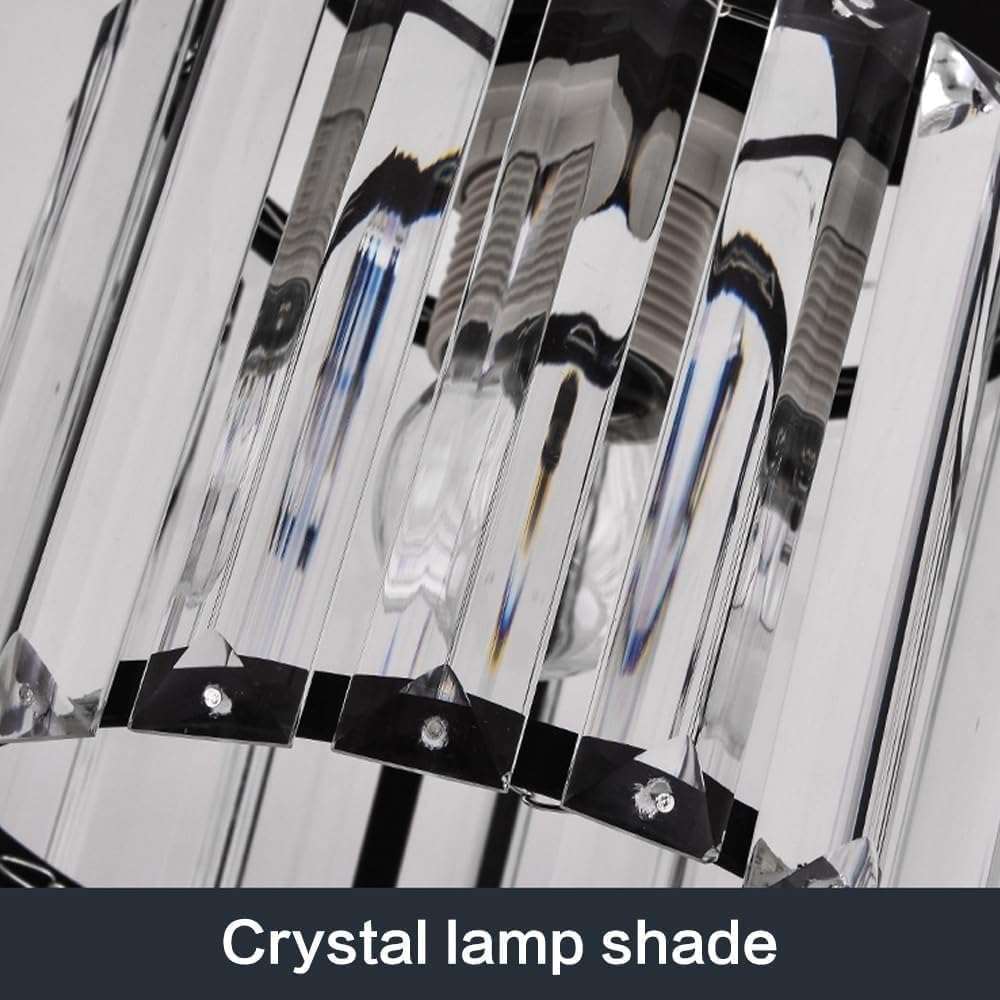 Middle Ages Crystal Lampshade Pendant Light with E26/E27 Metal Base Pendant Lamp Three Color Dimmable Bedroom Decorative Hanging Light(D)