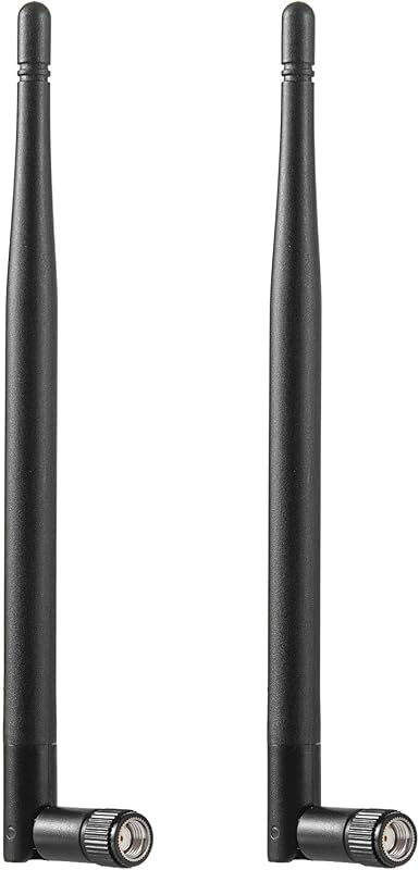 Antena WiFi de Doble Banda 2,4 GHz 5 GHz 9dBi con Conector Macho PR-SMA para cámaras de Seguridad Reolink, DVR, enrutadores, Negro (Pack de 2), Eifagur