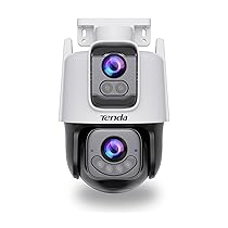 Tenda Telecamera Wi-Fi Esterno 2K+2K,360° PTZ Videocamera Sorveglianza Esterno con Doppia Lente,FHD Tracciamento Automatico,IP65, Visione Notturna a Colori, Audio Bidirezionale,Rilevamento veicoli CH9