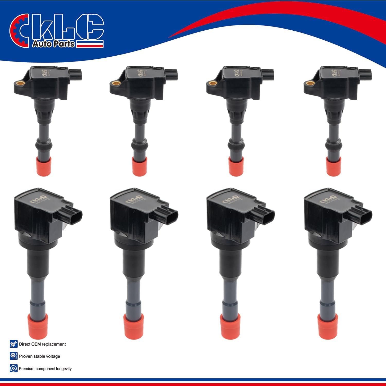 KLC Set of 8 Ignition Coil Pack CM11-108 CM11-109 Compatible with 2003 2004 2005 Honda Civic 1.3L L4 Electric/GAS Replacement for UF373 UF374 30520-PWA-003 30521-PWA-003