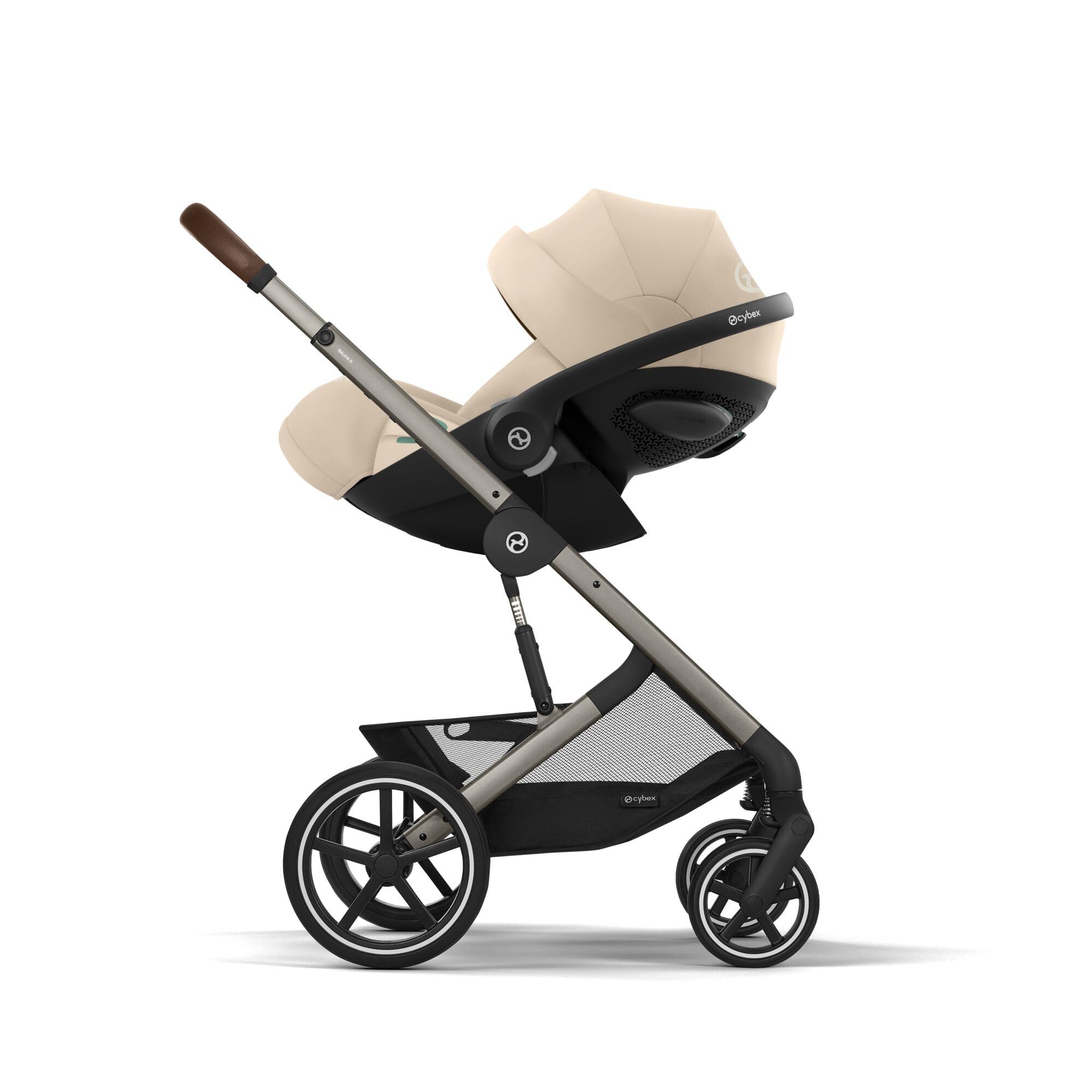 CYBEX Gold Fotelik dziecięcy Cloud G3 Plus, Od urodzenia do 24 miesięcy, Dla dzieci od 40 cm do 87 cm, Maks. 13 kg, Funkcja obrotu o 180°, Siateczkowa tkanina, Z wkładką dla noworodka, Almond Beige