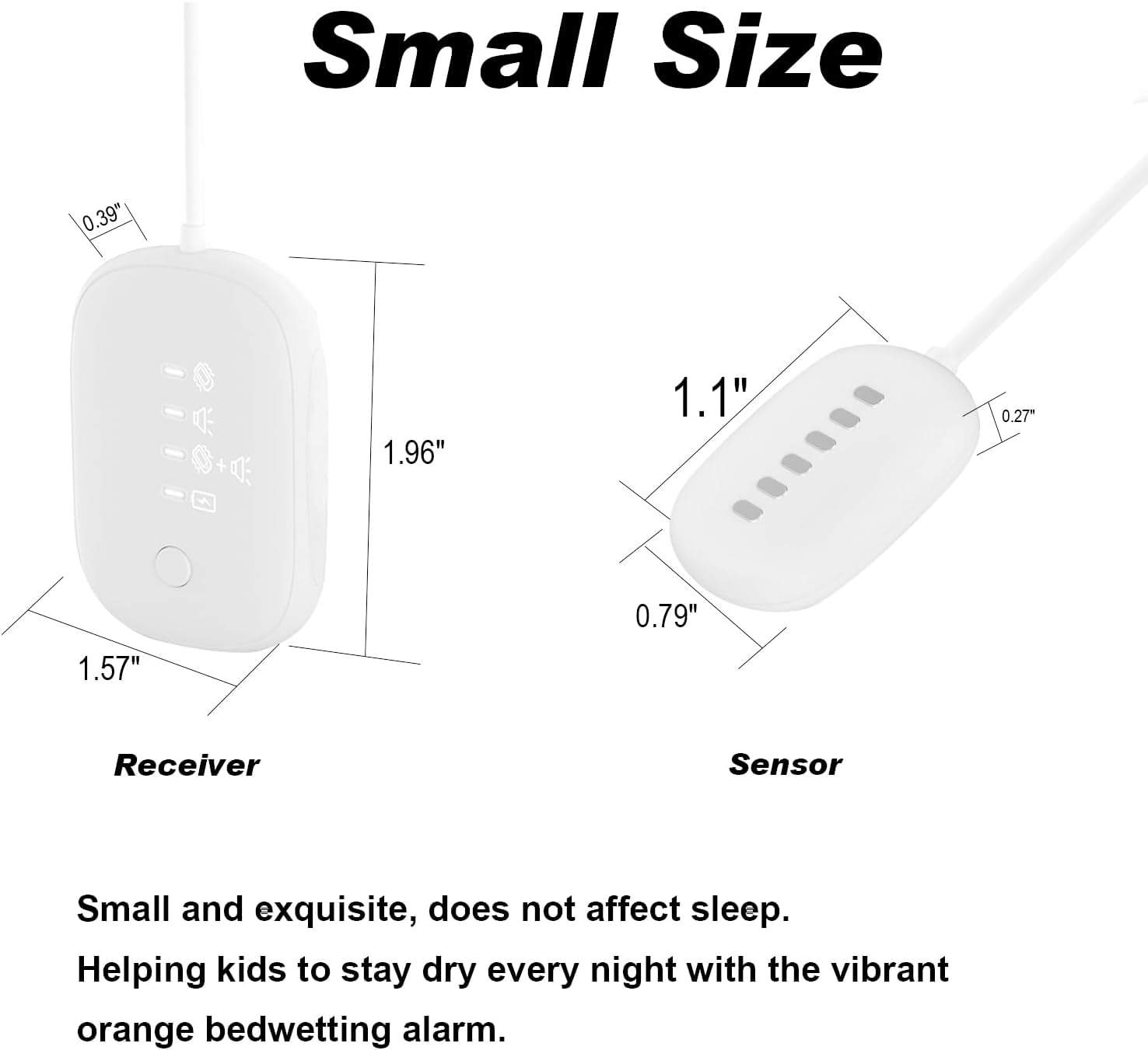 Bettnässer Alarm für Jungen und Mädchen, USB wiederaufladbar, Töpfchenalarm mit Geräuschen und Vibration, Bettnässensensor für Kinder,White