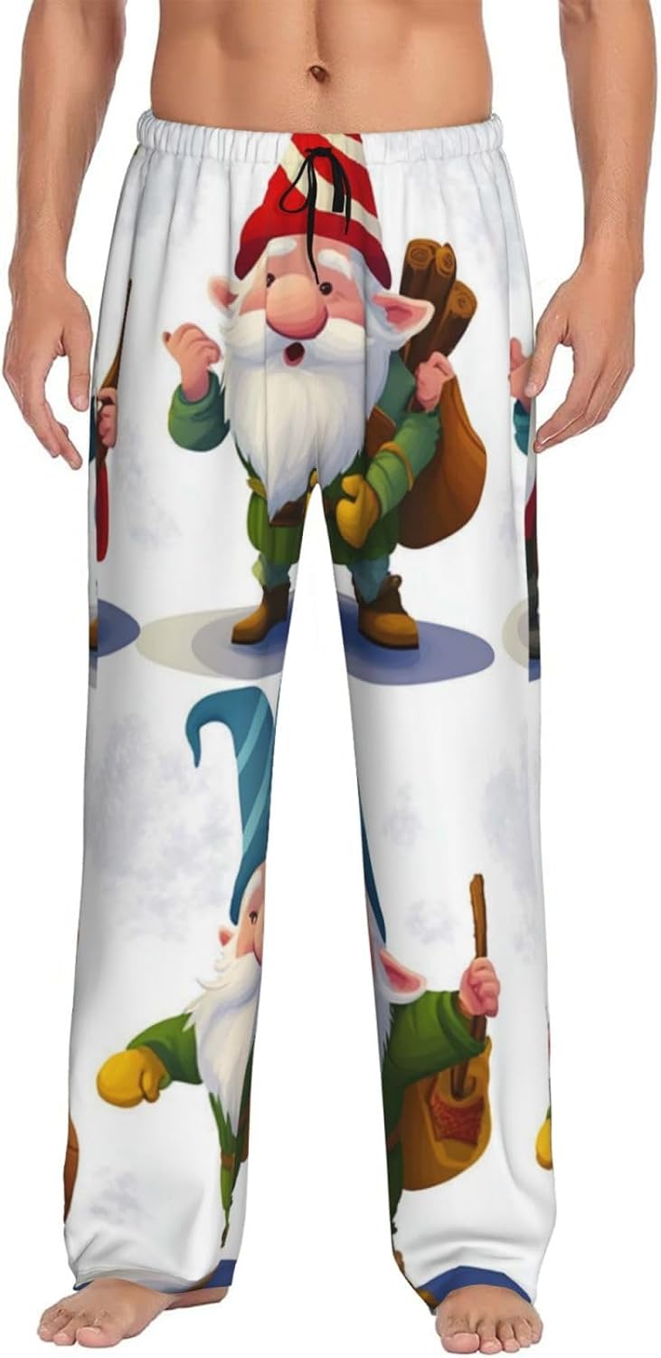 Mens Pajama Pants Soft Lounge Sleep Pant Xmas Funny Gnomes Pajama Pants Men Pjs Bottoms with Pockets