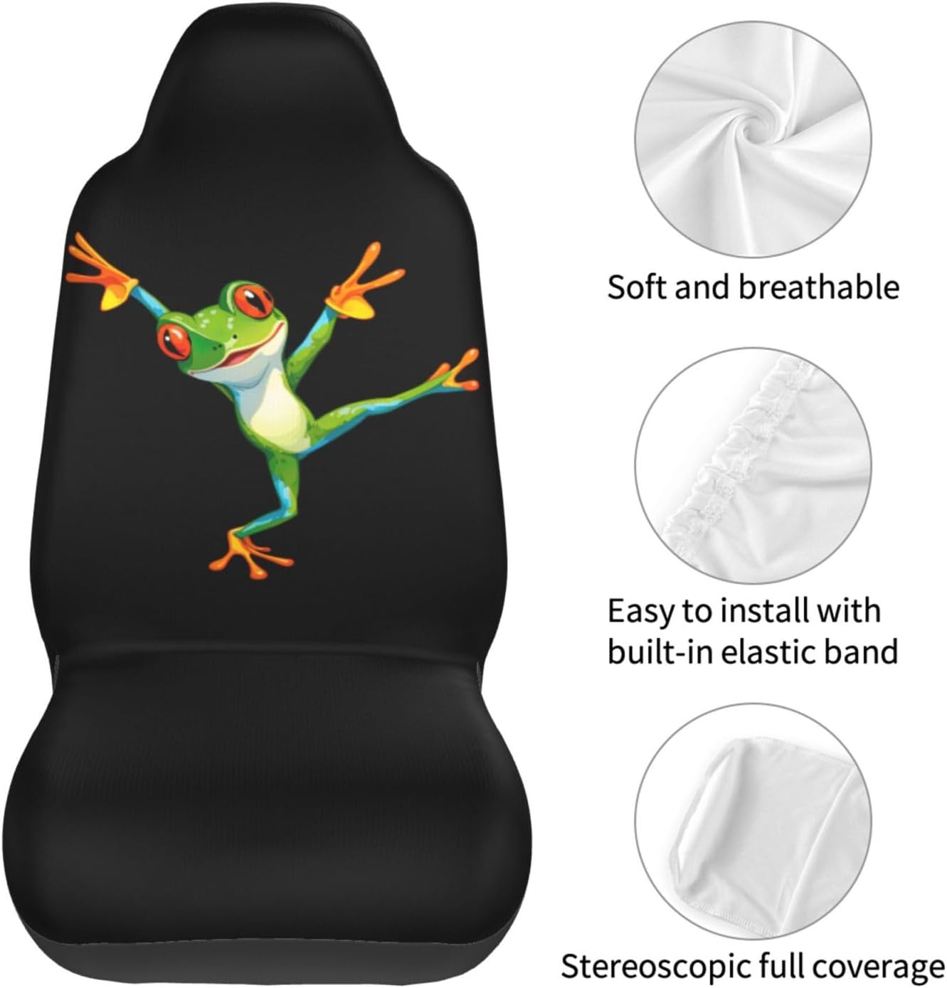 Dancing Tree Frog Car Accessories Seat Covers Set Vehicle Seat Covers Universal Front Seats Protector 2 Pcs