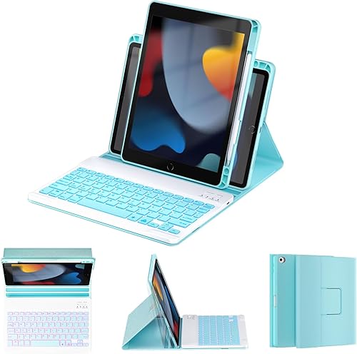 Miniatura 7 de OYEEICE Funda de teclado para iPad de 987 generación de 10.2 pulgadas 202120202019, iPad Pro de 10.5 pulgadas, iPad Air 3 2019, cubierta magnética