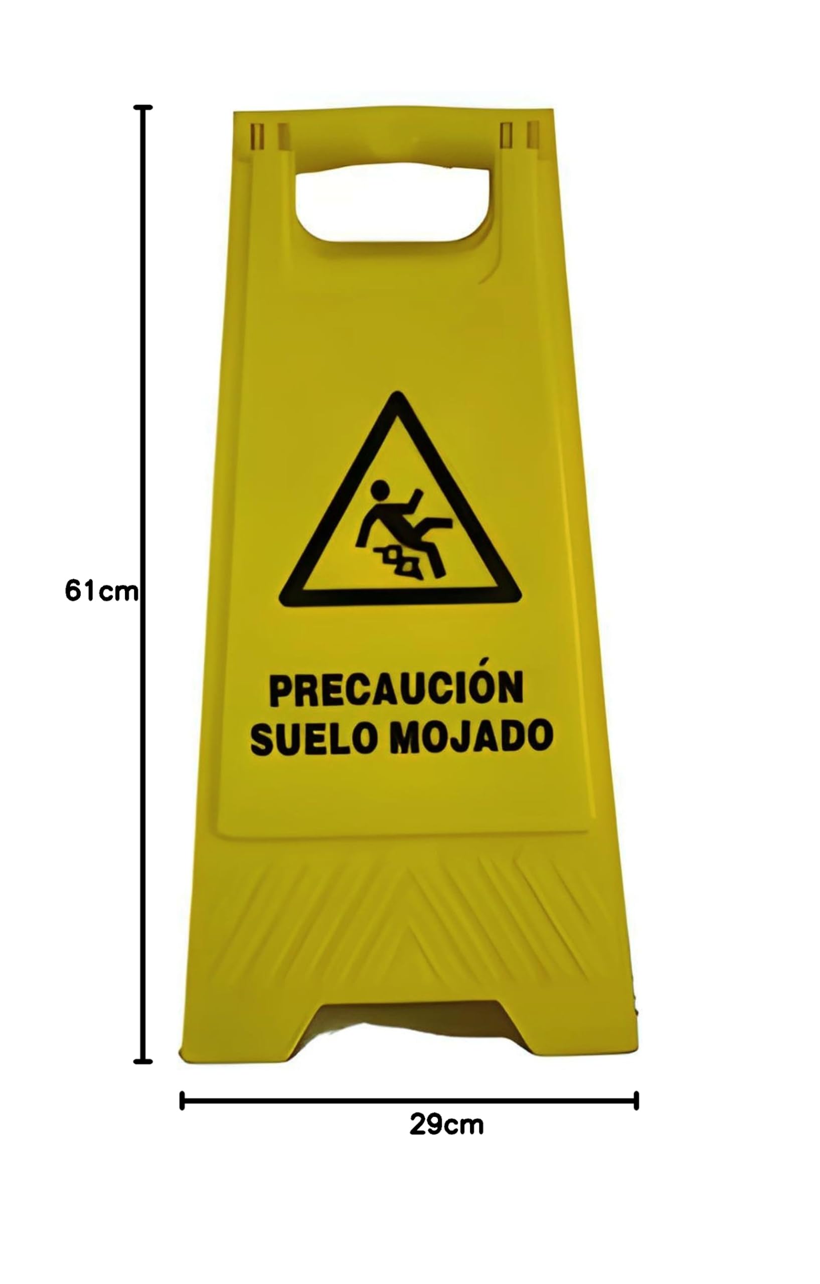 Bricoloco Cartel suelo mojado señal de advertencia y precaución de suelo resbaladizo. Colegios, hospitales, obras, portales, hostelería. Polipropileno 60x25 cms (6)